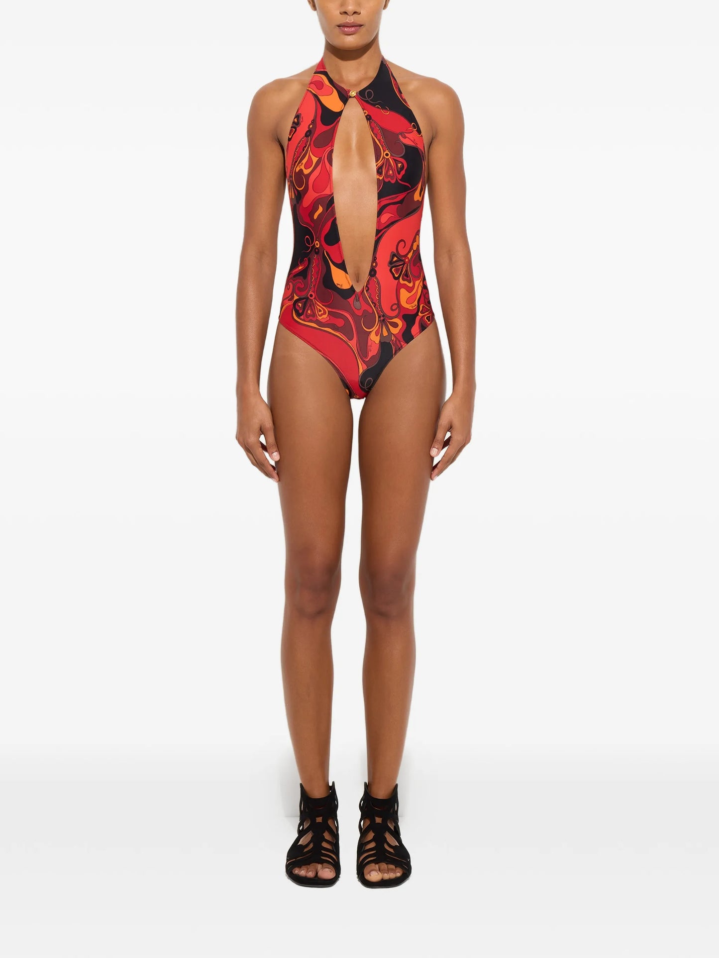 Orchidee-print swimsuit