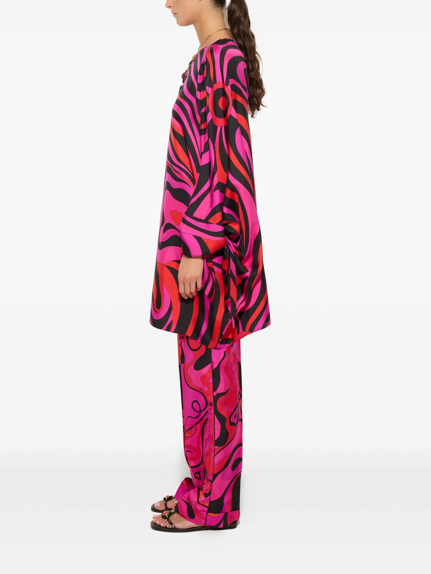 Marmo-print silk kaftan
