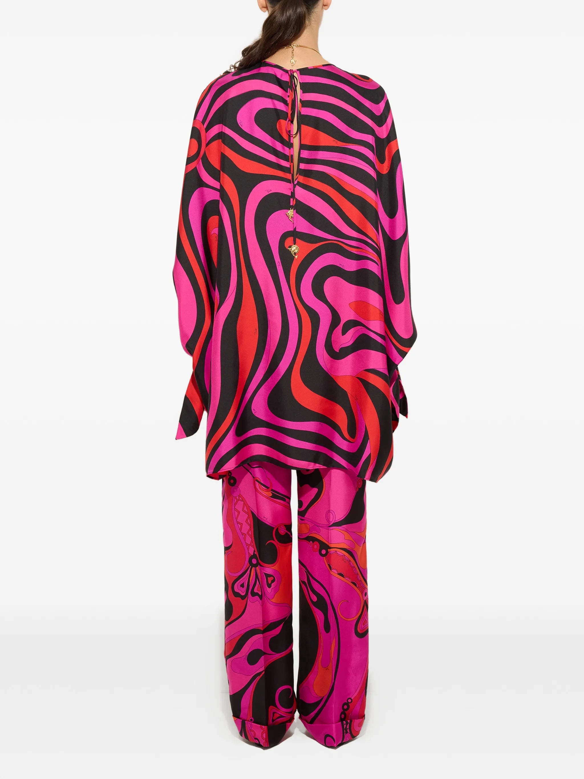 Marmo-print silk kaftan
