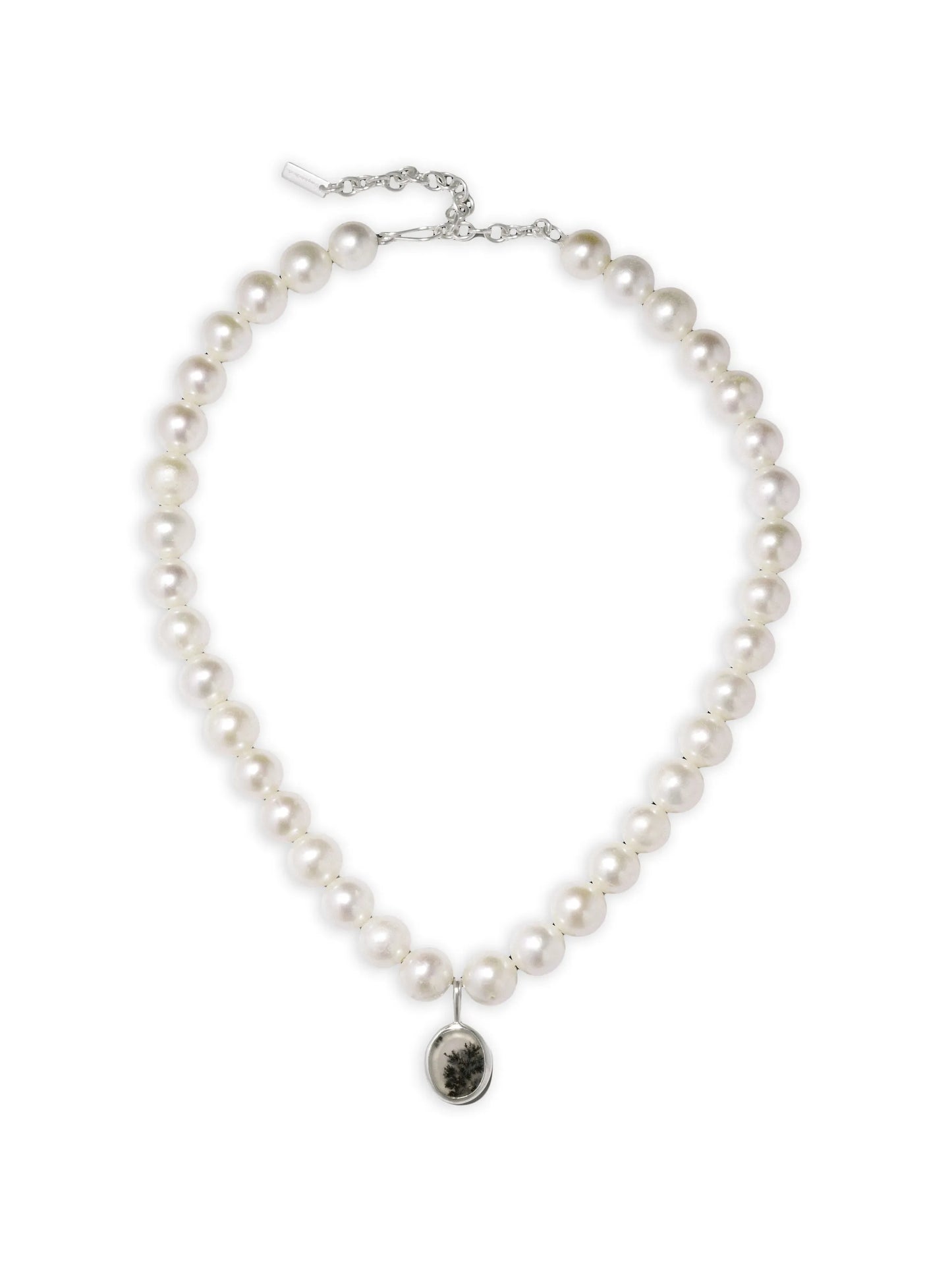 dendritic agate and pearl necklace