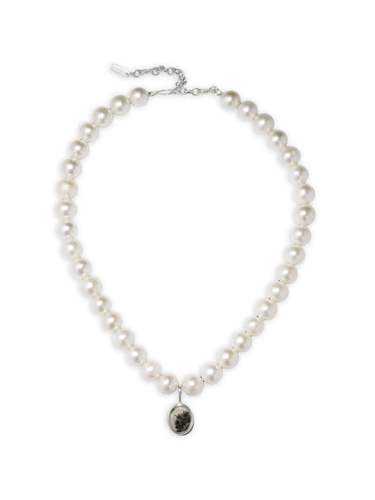 dendritic agate and pearl necklace
