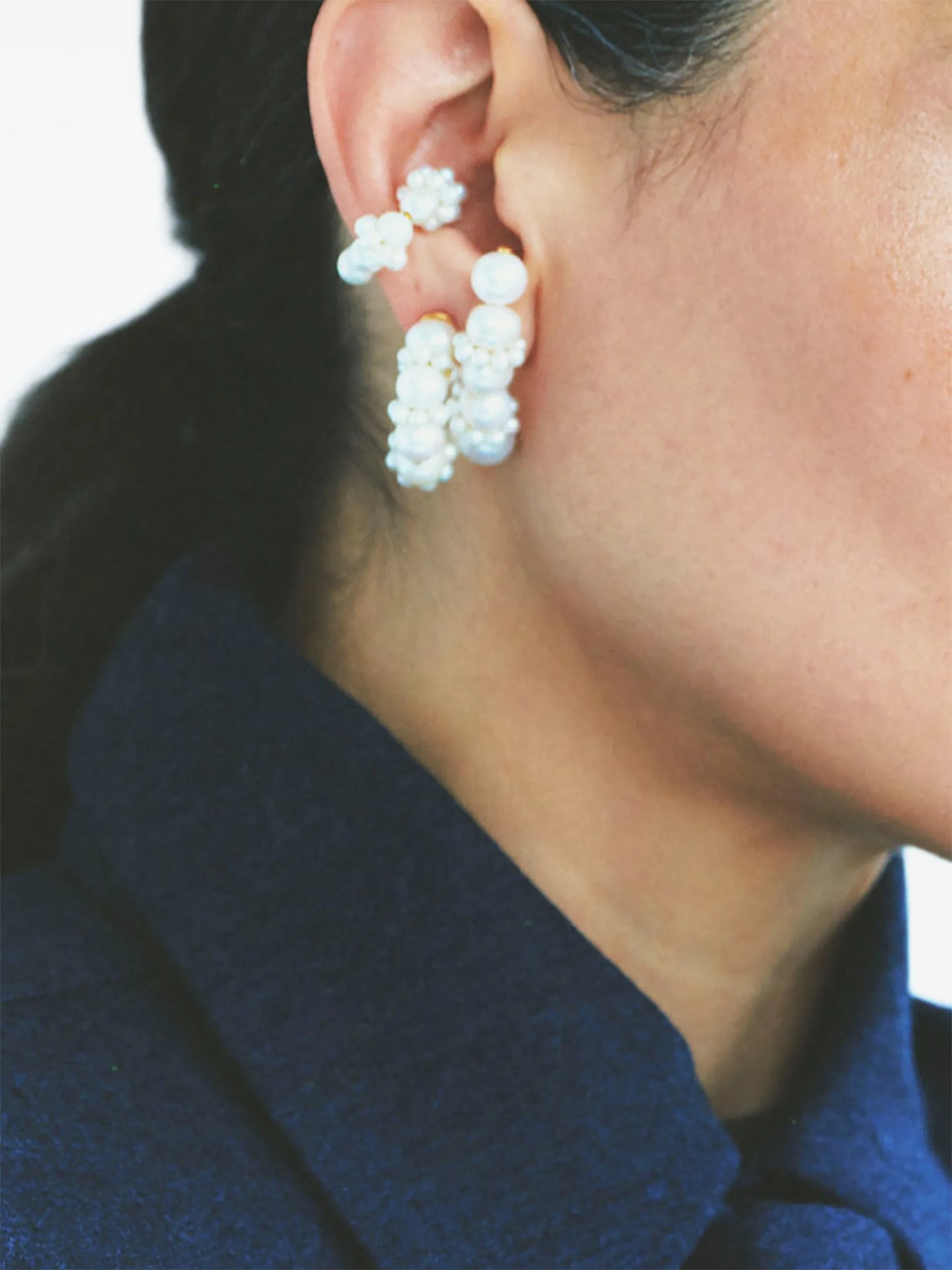 pearl ear climber earrings