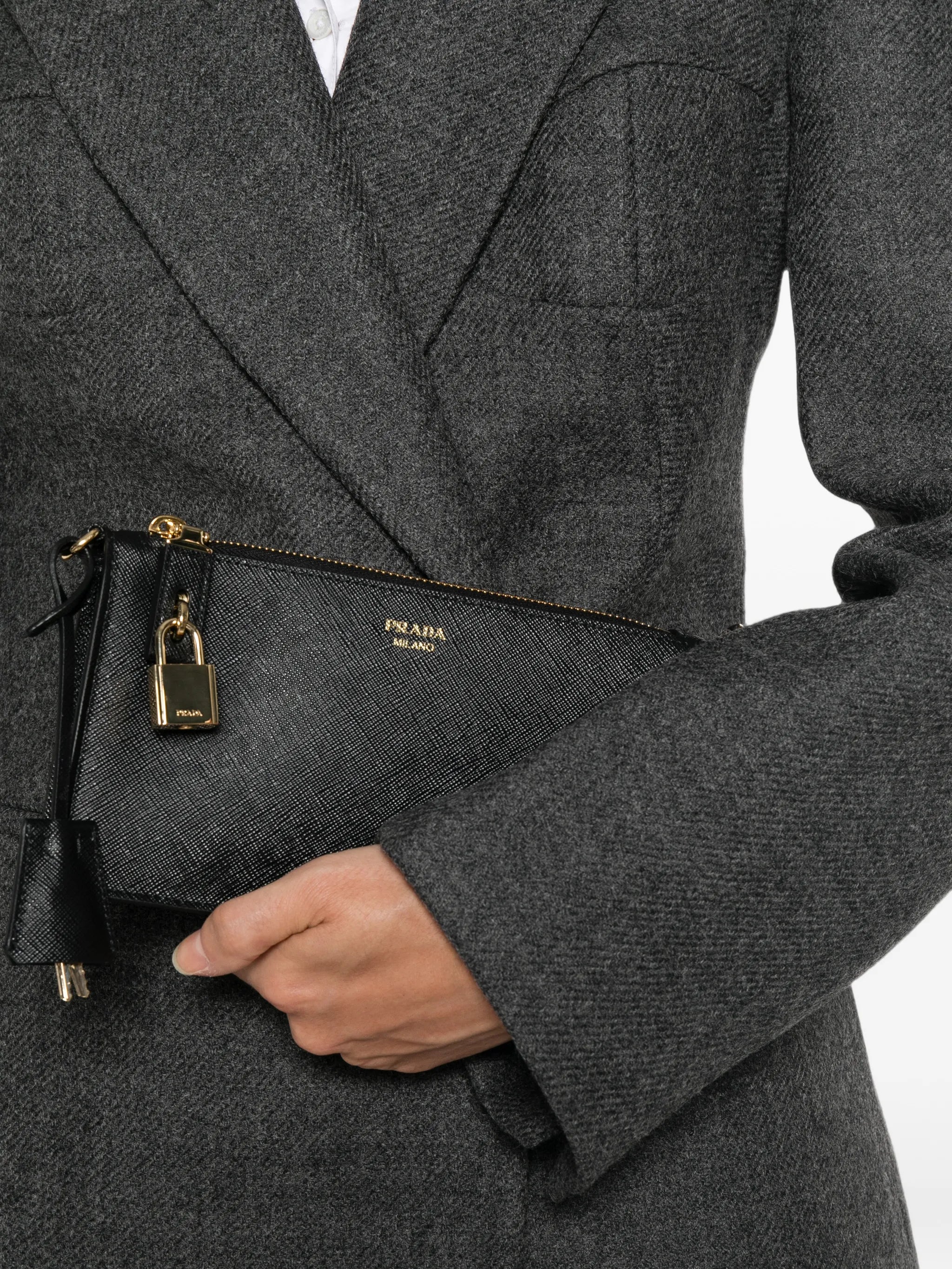 Saffiano leather padlock crossbody bag