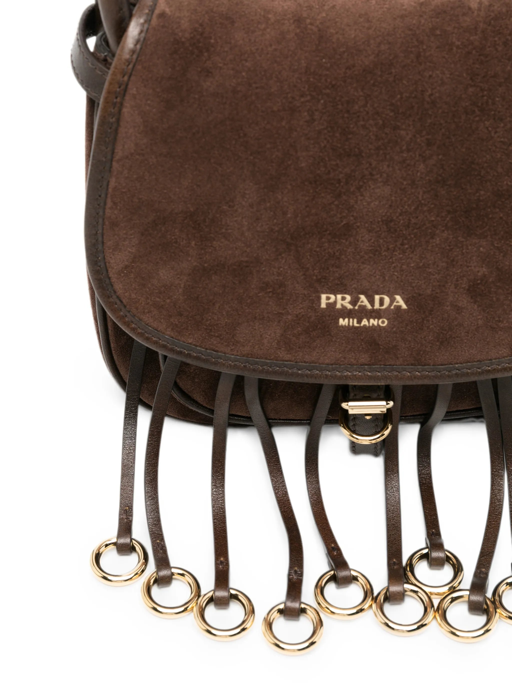 fringe-detail suede shoulder bag