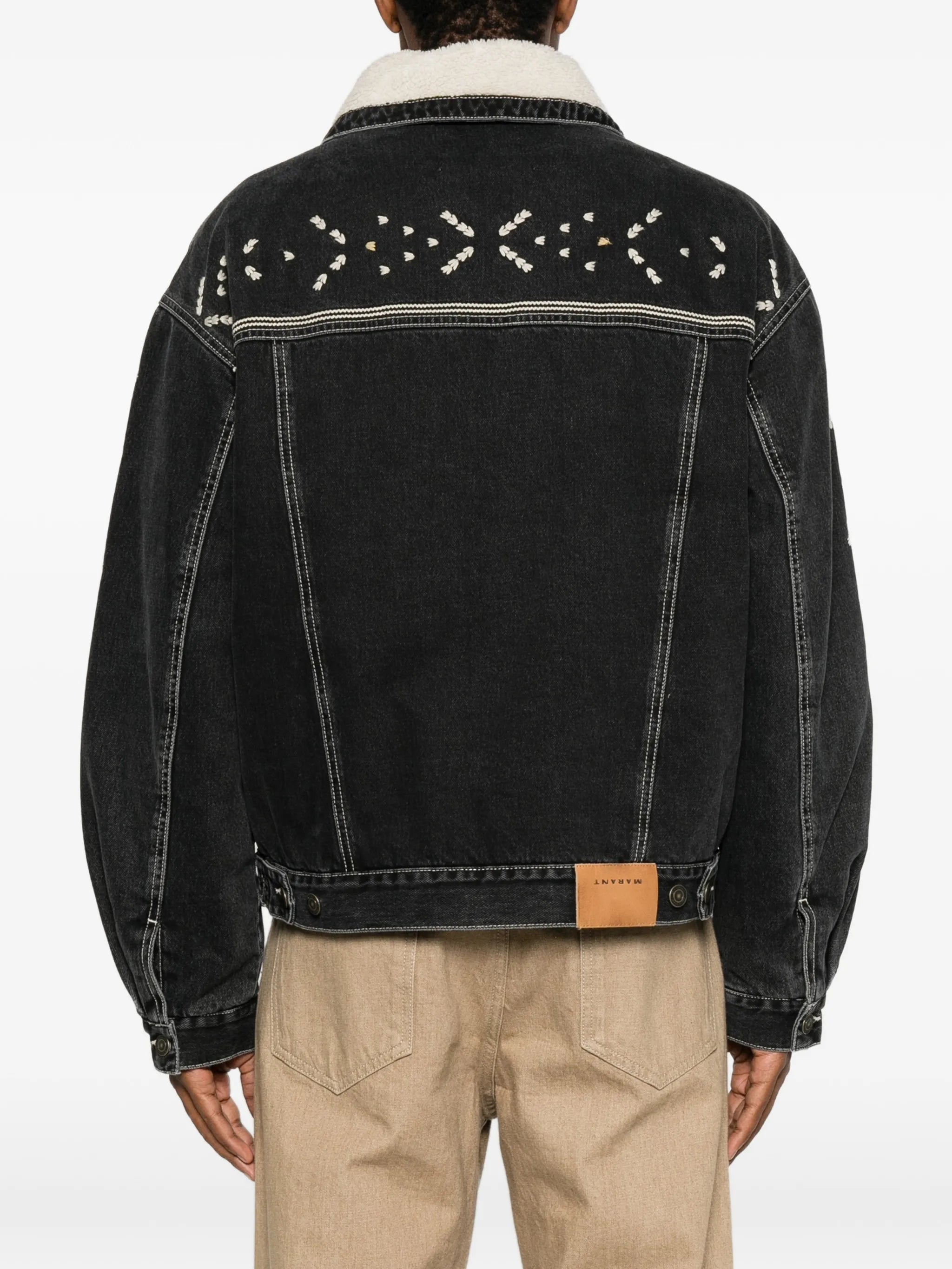 embroidered-design denim jacket