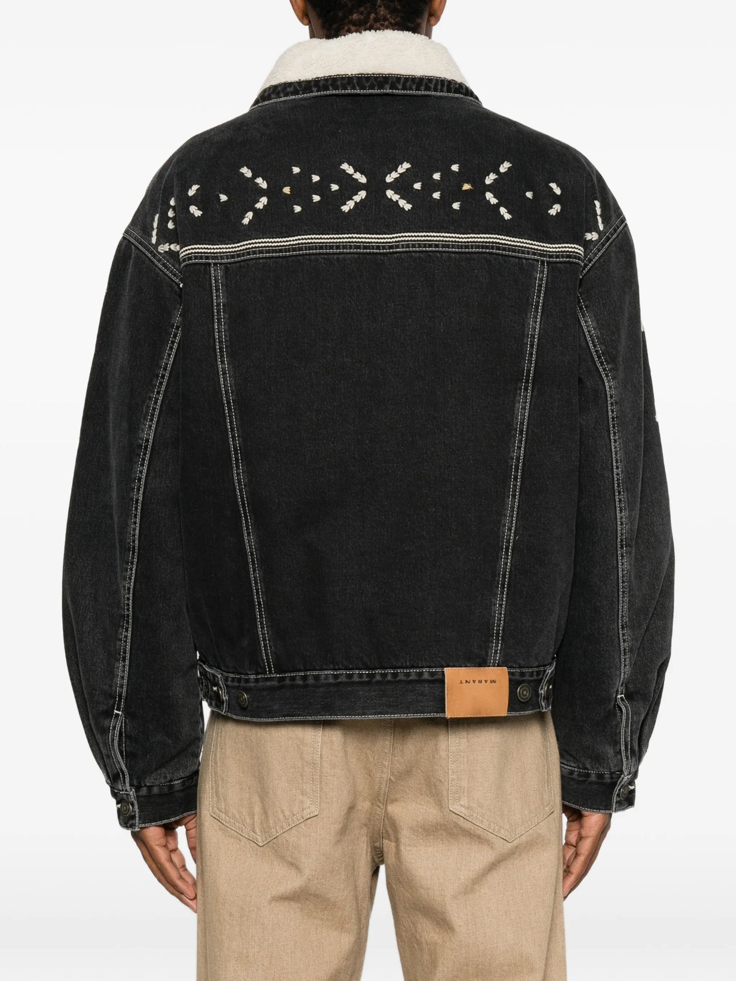 embroidered-design denim jacket