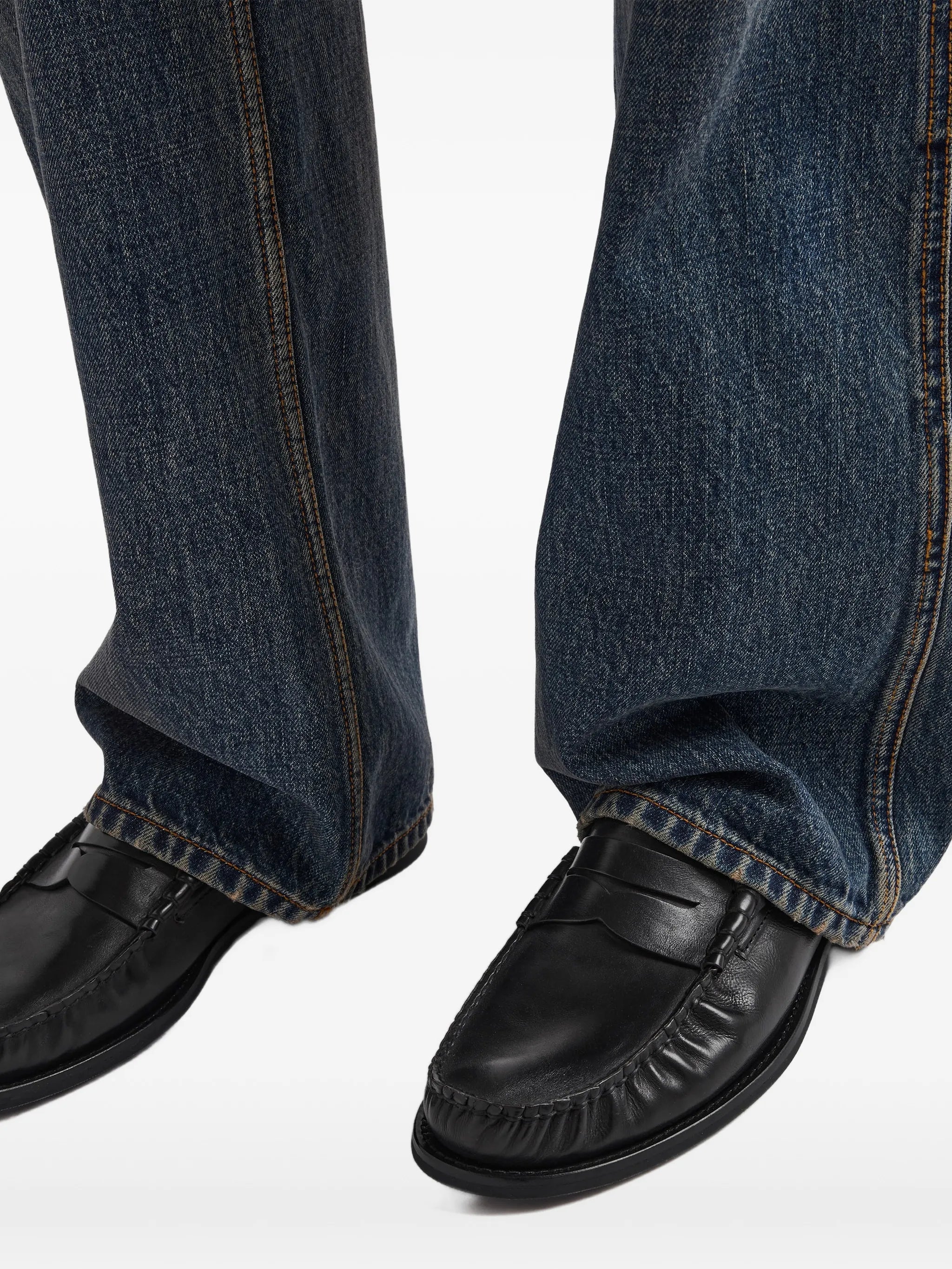 brushed leather loafers