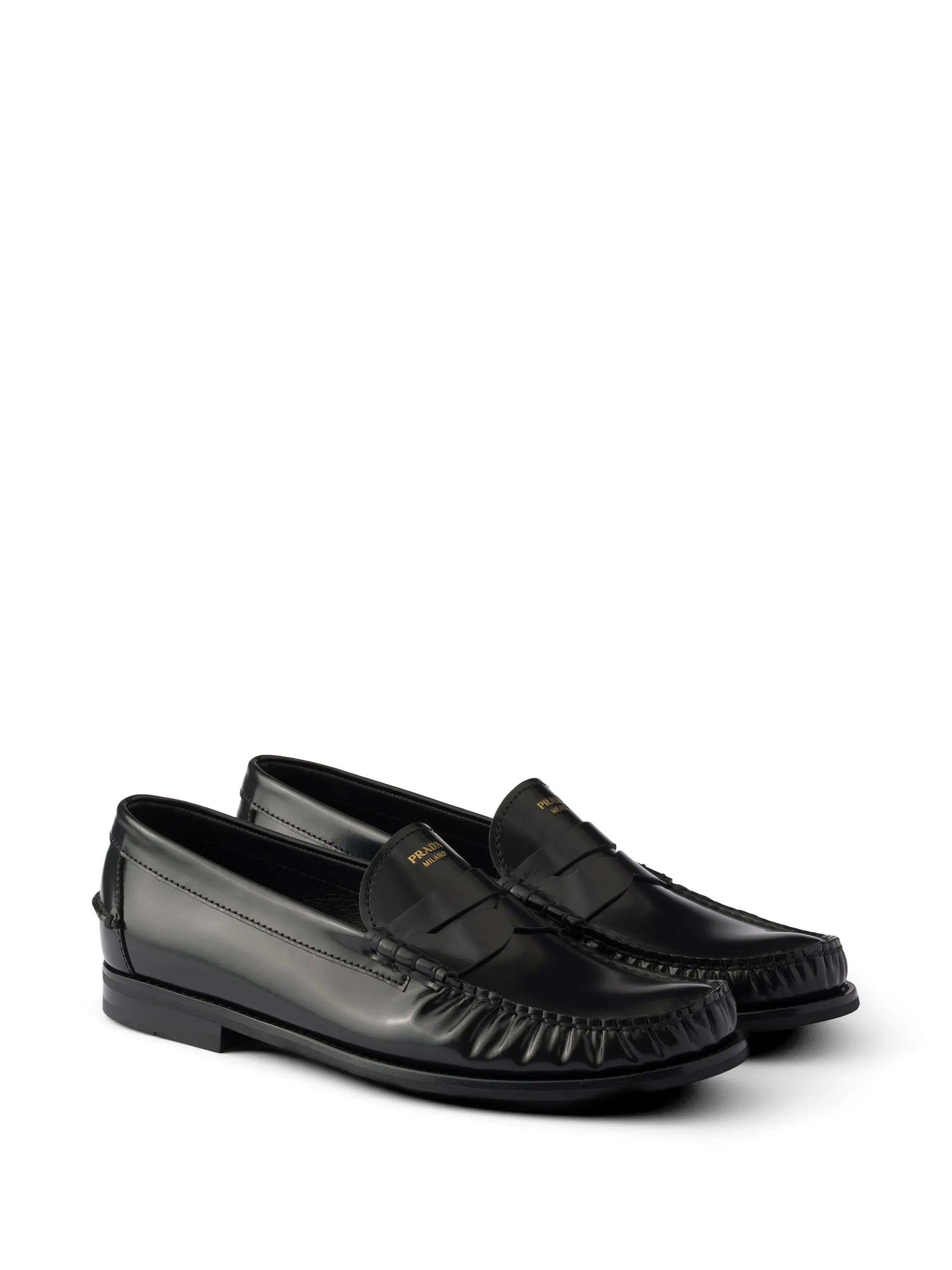 brushed leather loafers