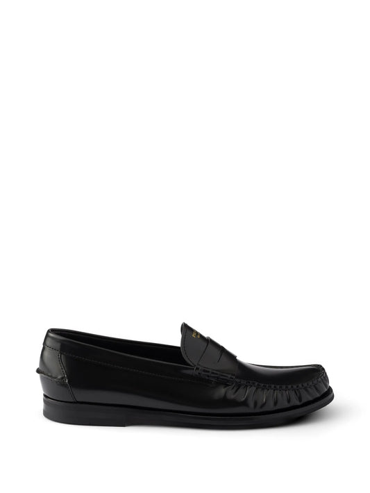 brushed leather loafers