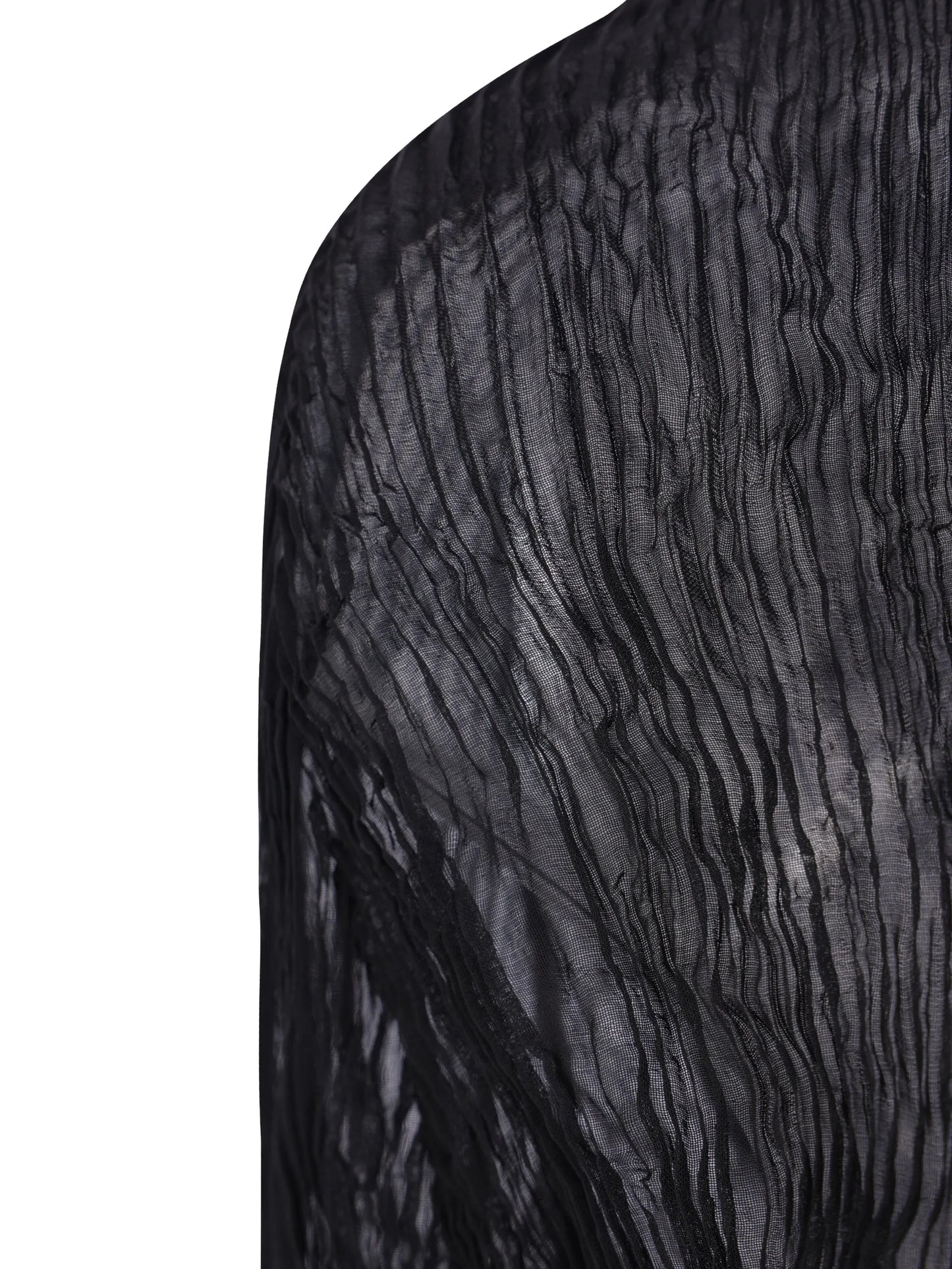 pleated semi-sheer cardigan