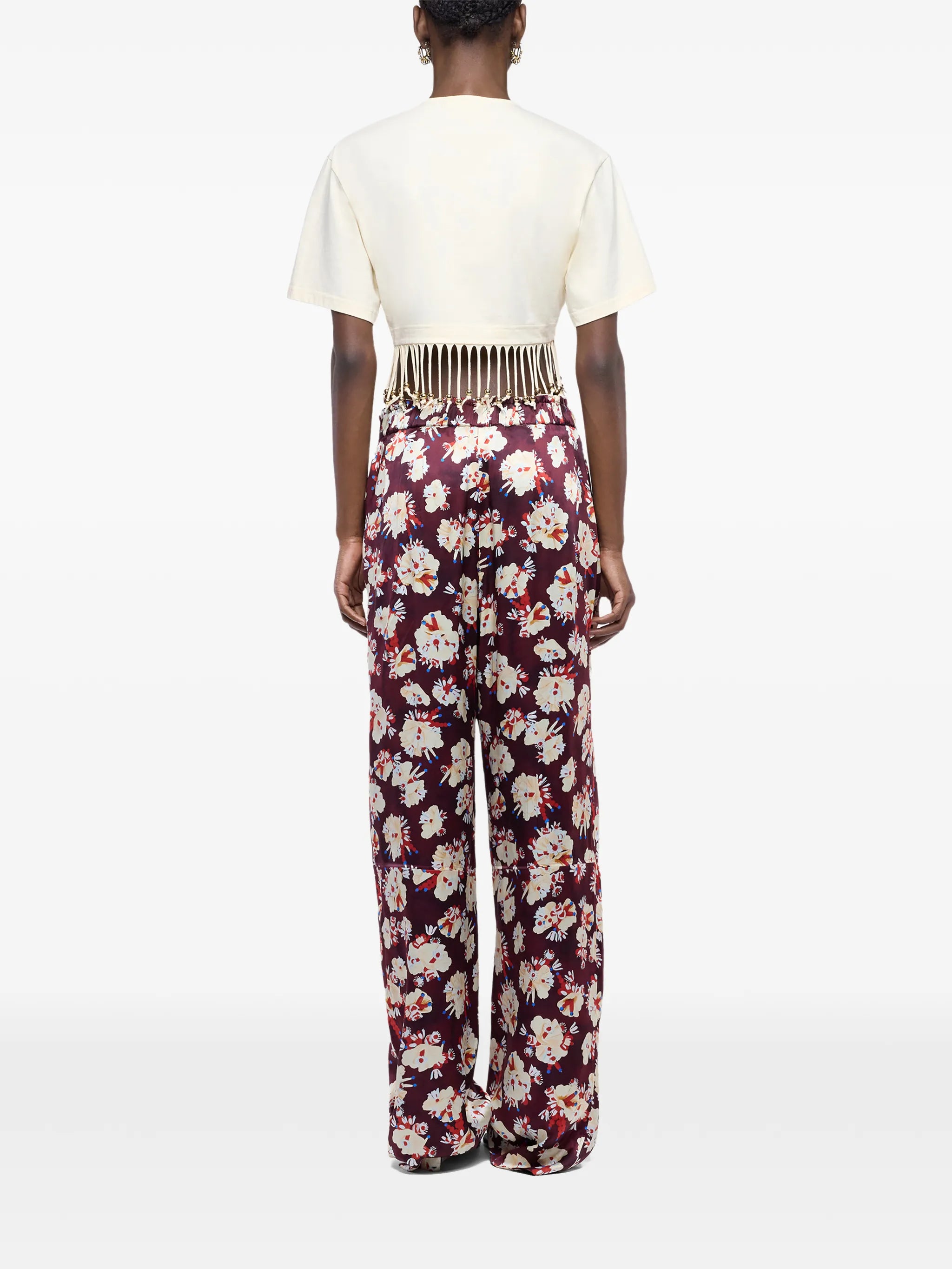 beaded fringe-detail crop top