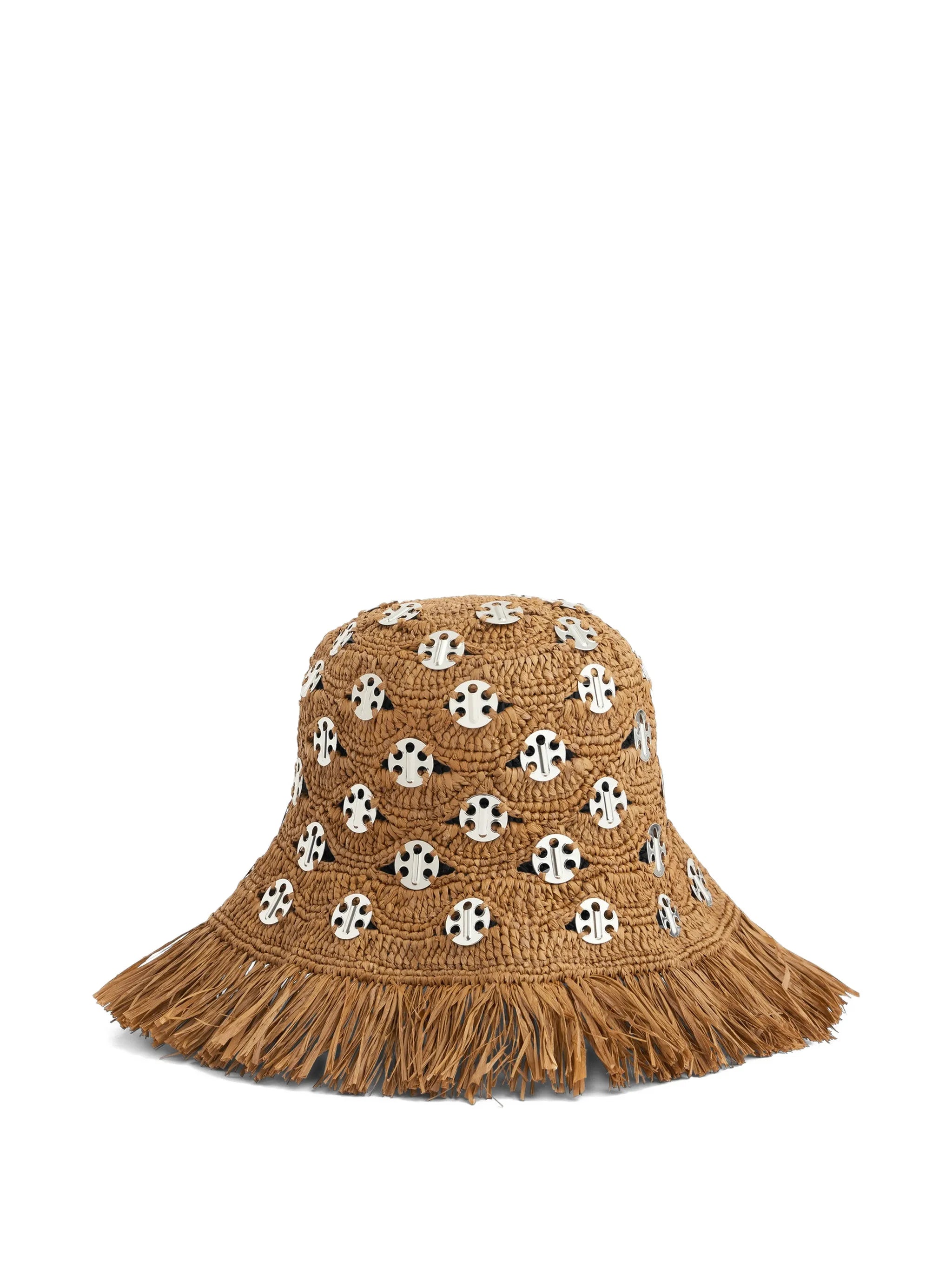 bob hat in raffia with Iconic 1969 discs
