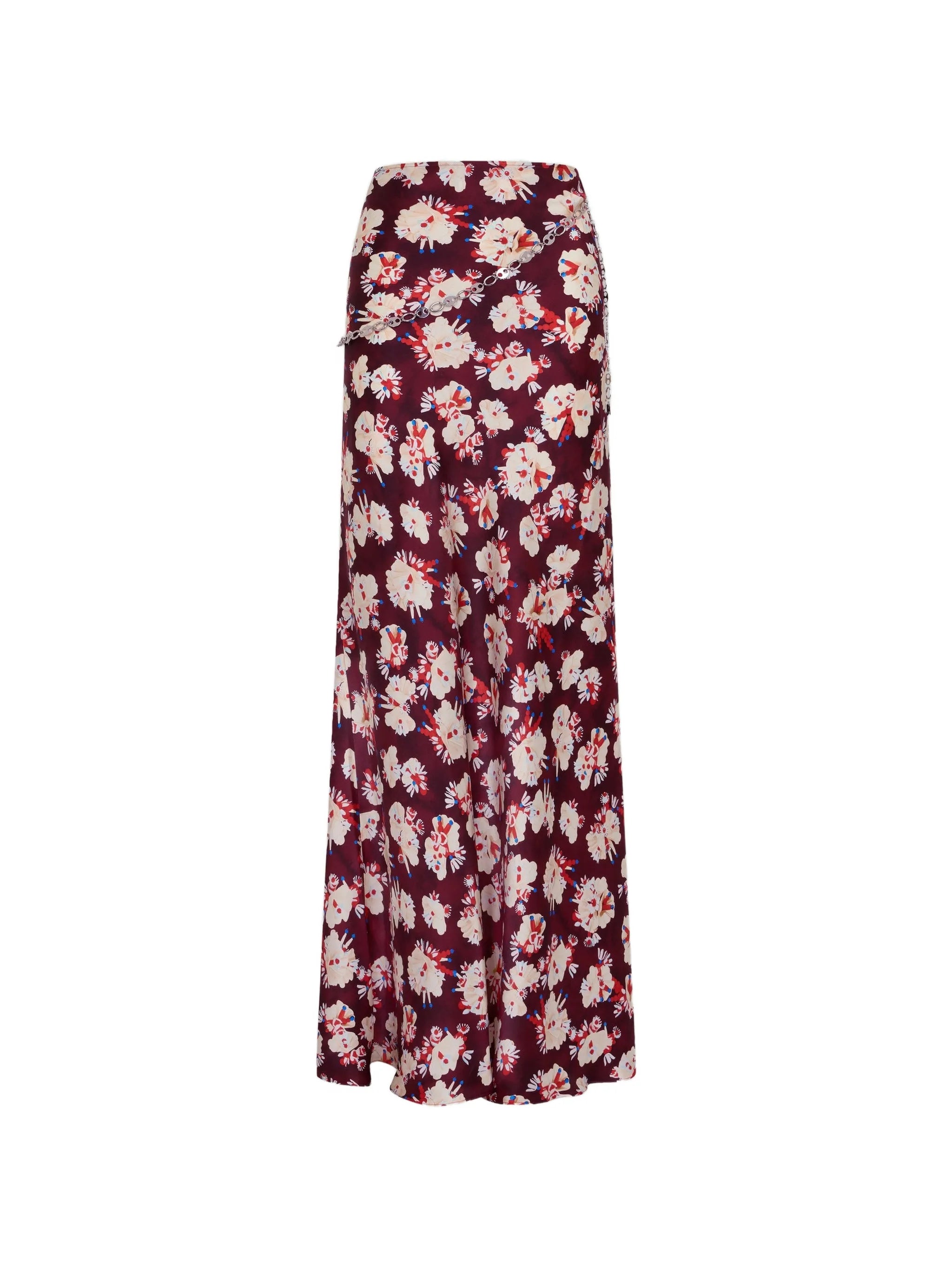 floral-patterned skirt in satin silk