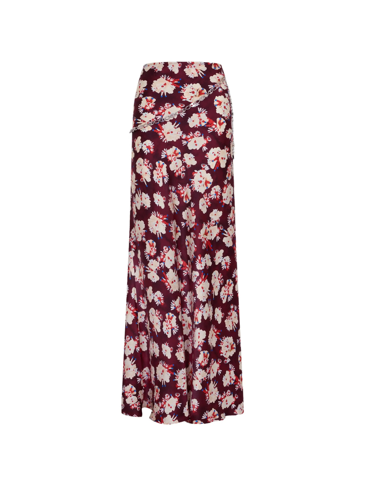 floral-patterned skirt in satin silk