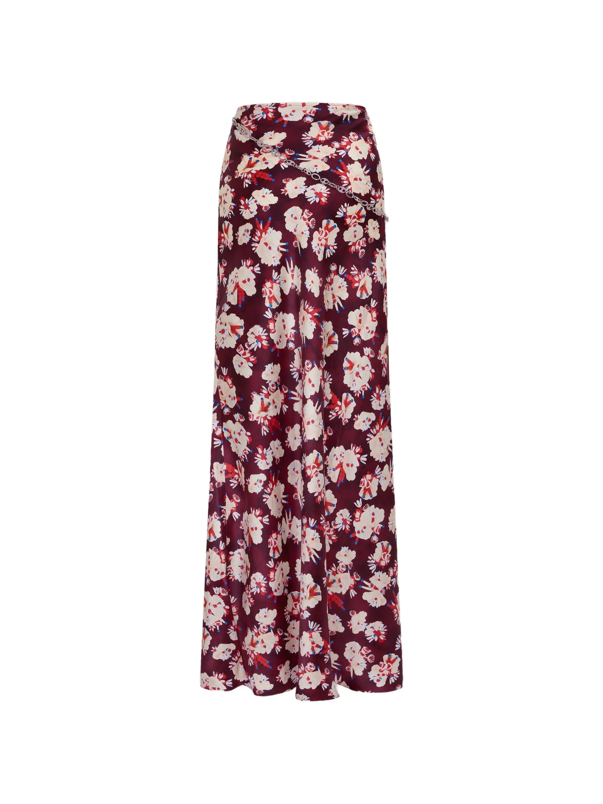 floral-patterned skirt in satin silk