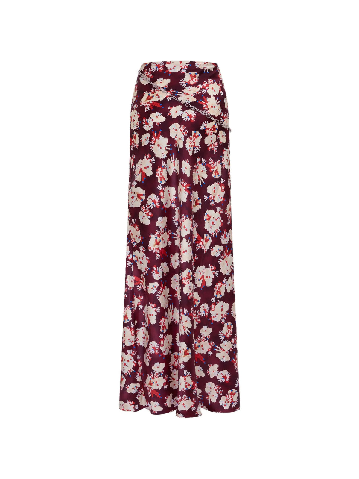 floral-patterned skirt in satin silk