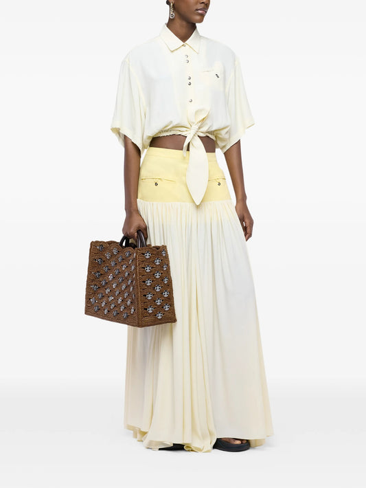 1969 disc-embellished raffia tote bag