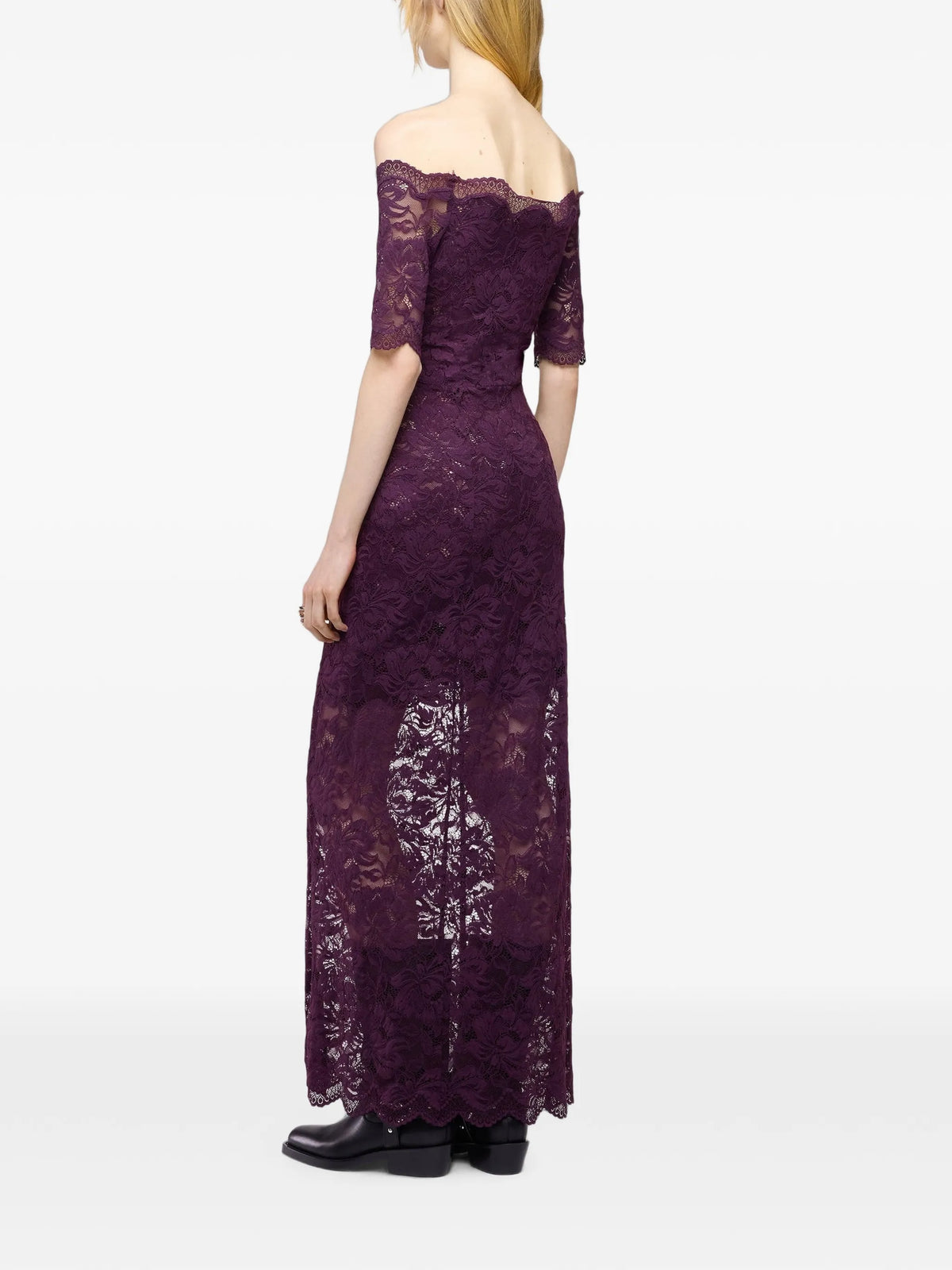 midi dress in layered lace
