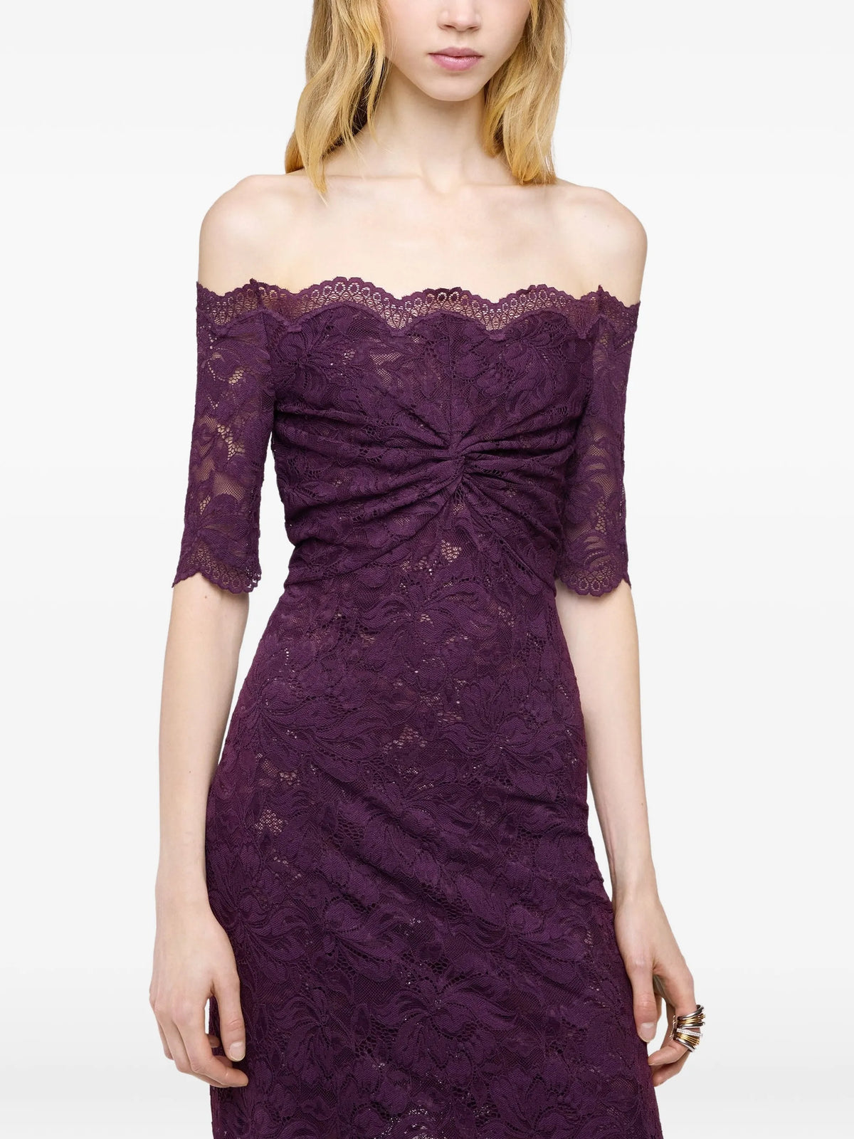 midi dress in layered lace