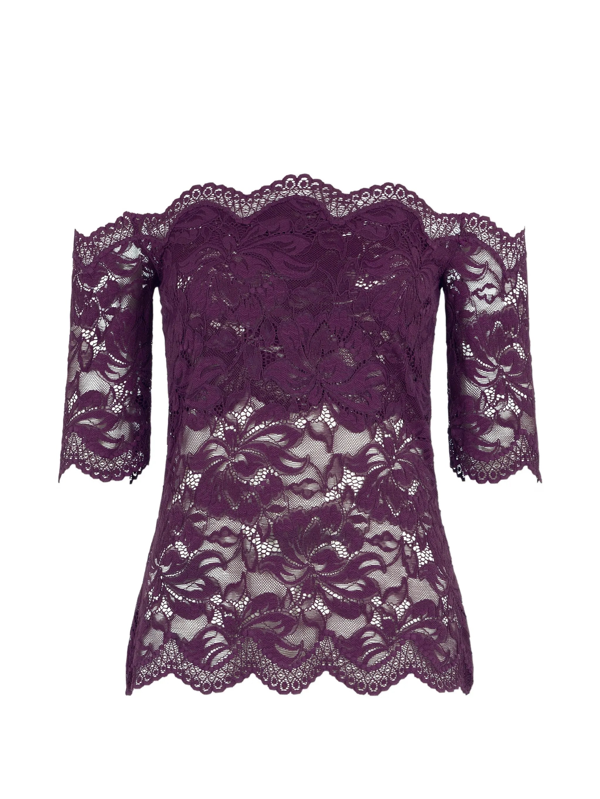 layered-lace off-shoulder top