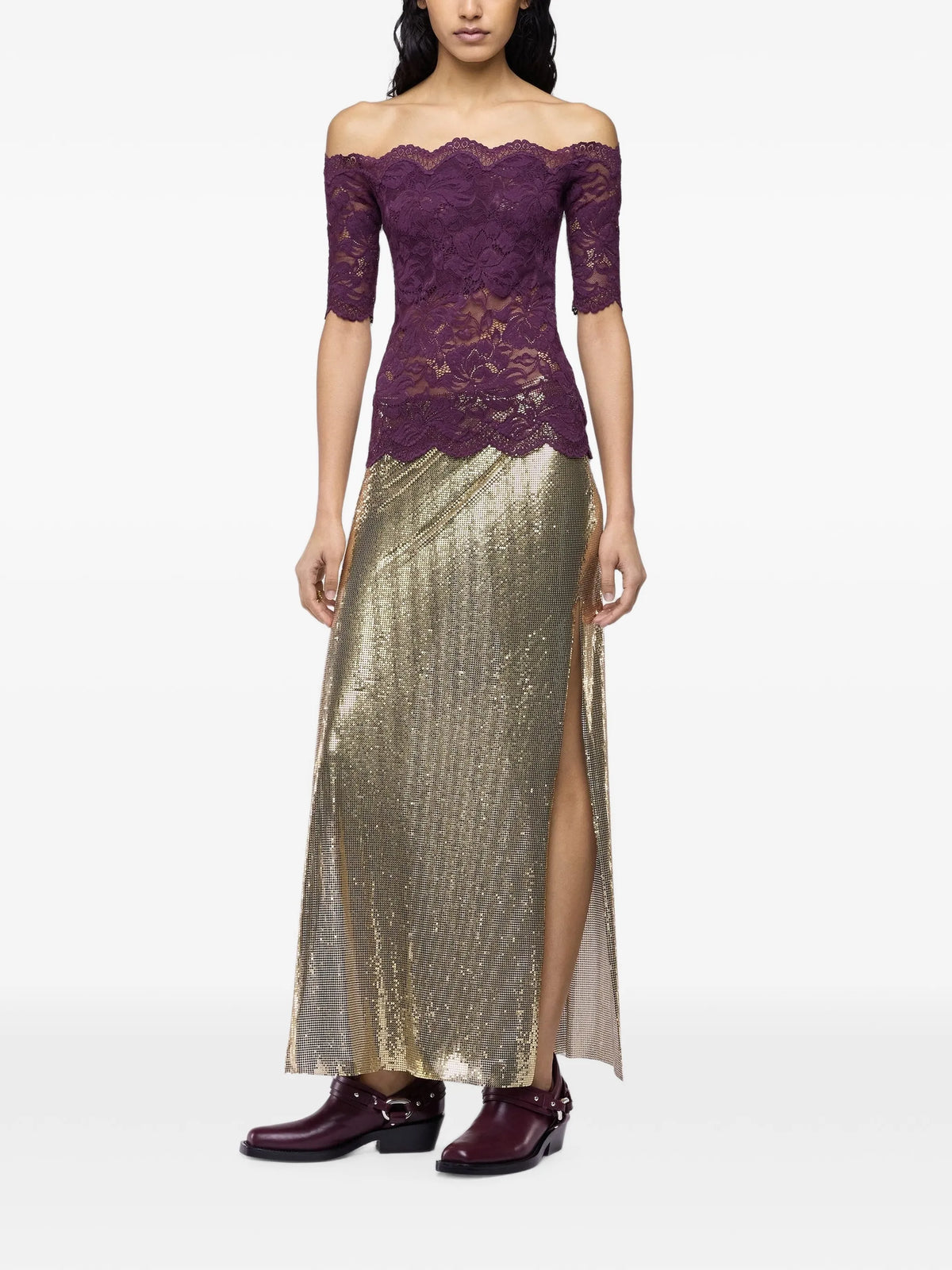 short-sleeve top in layered lace