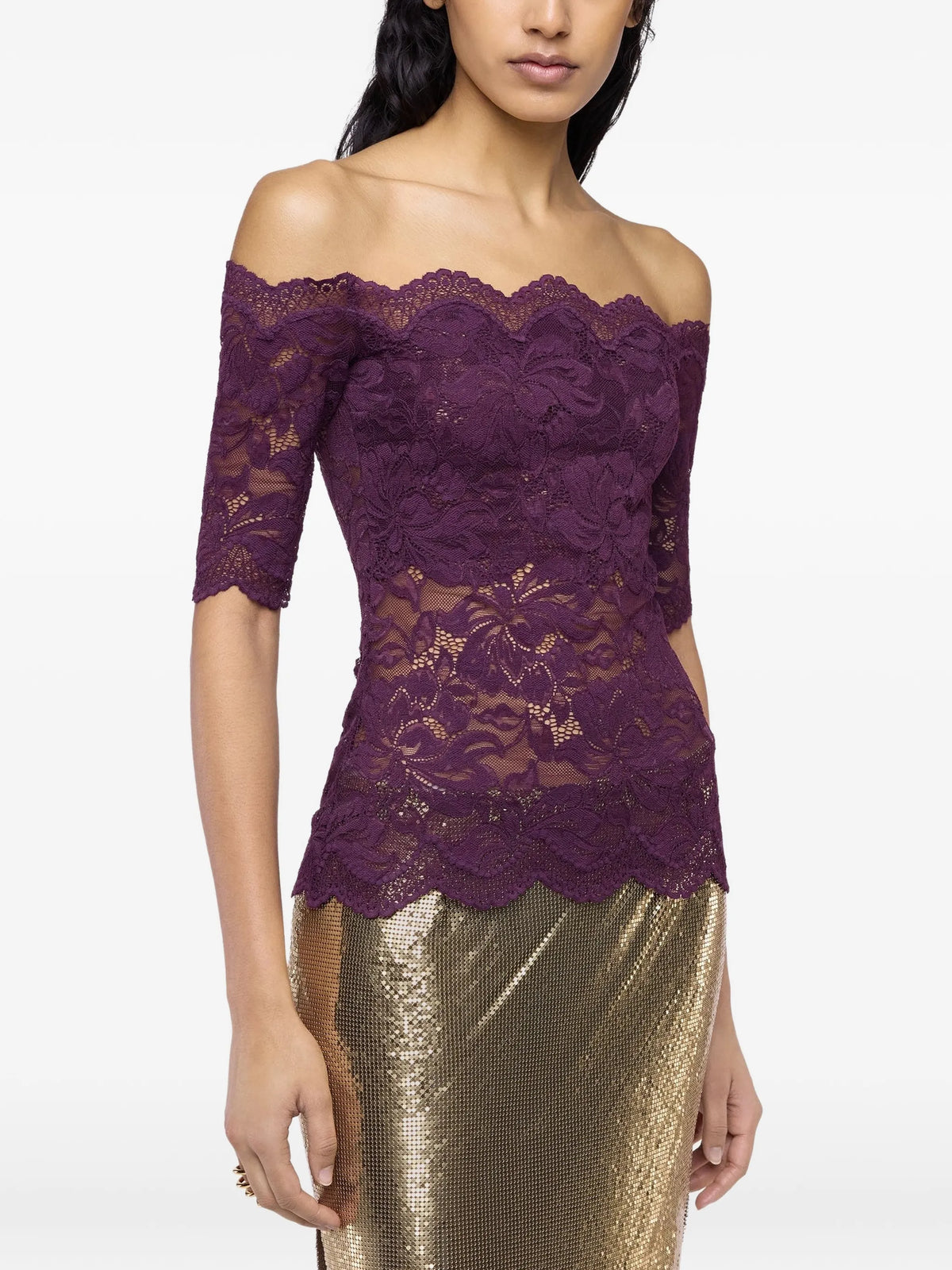 short-sleeve top in layered lace