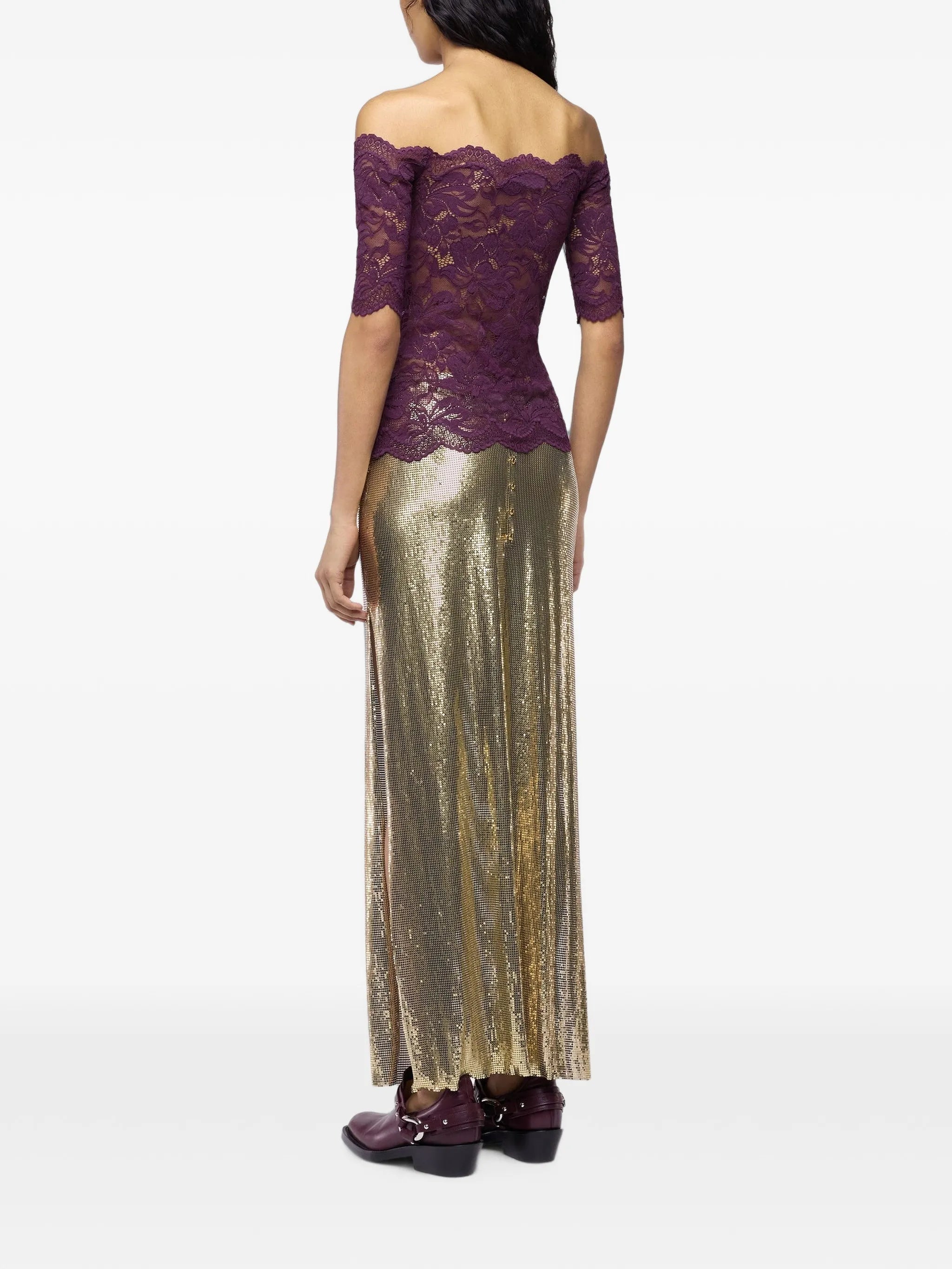 short-sleeve top in layered lace