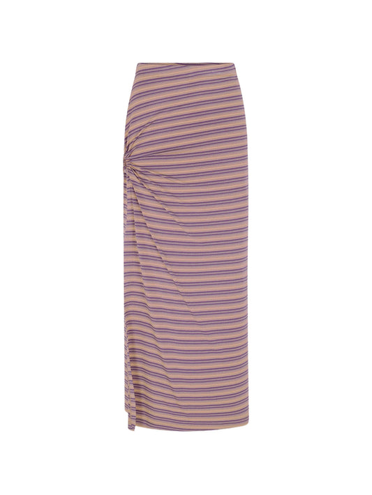 piercing-detail striped maxi skirt