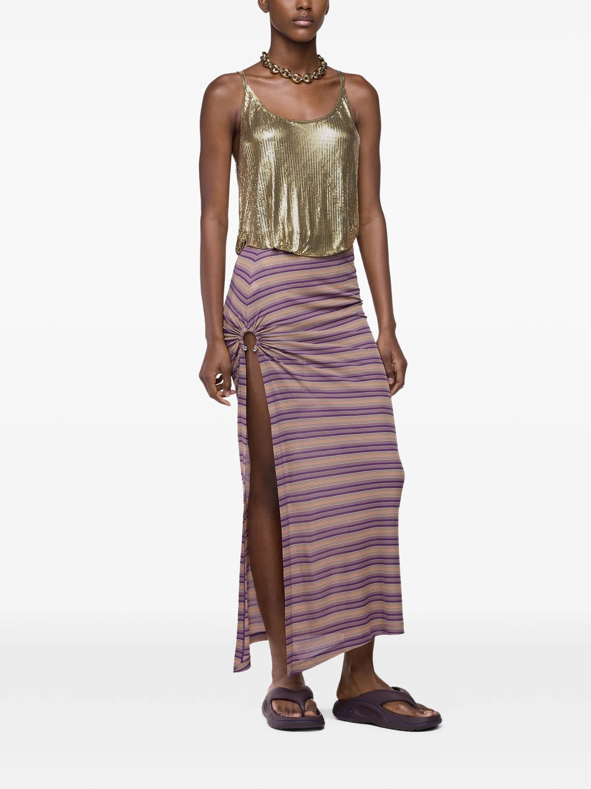 long piercing skirt in striped jersey
