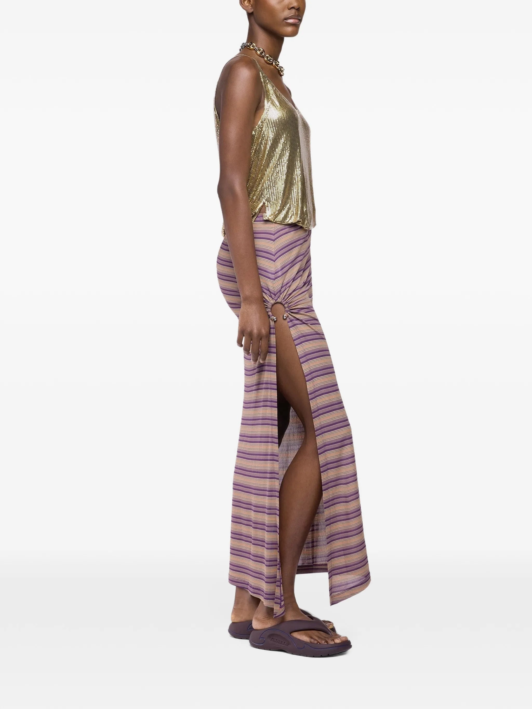 long piercing skirt in striped jersey