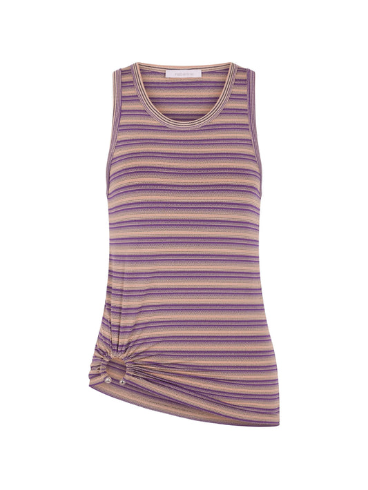 striped piercing tank top