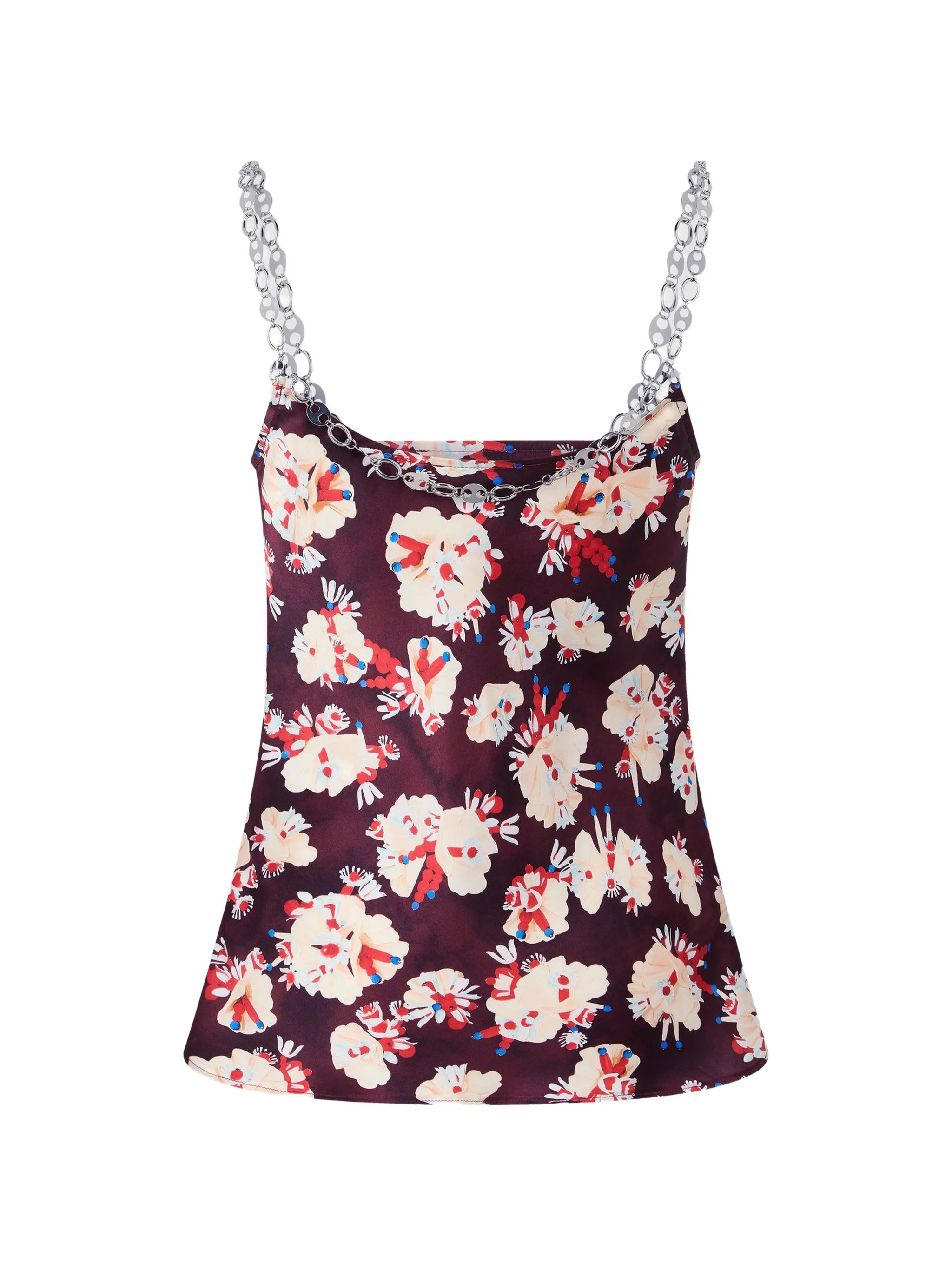 floral-patterned chain-detail top