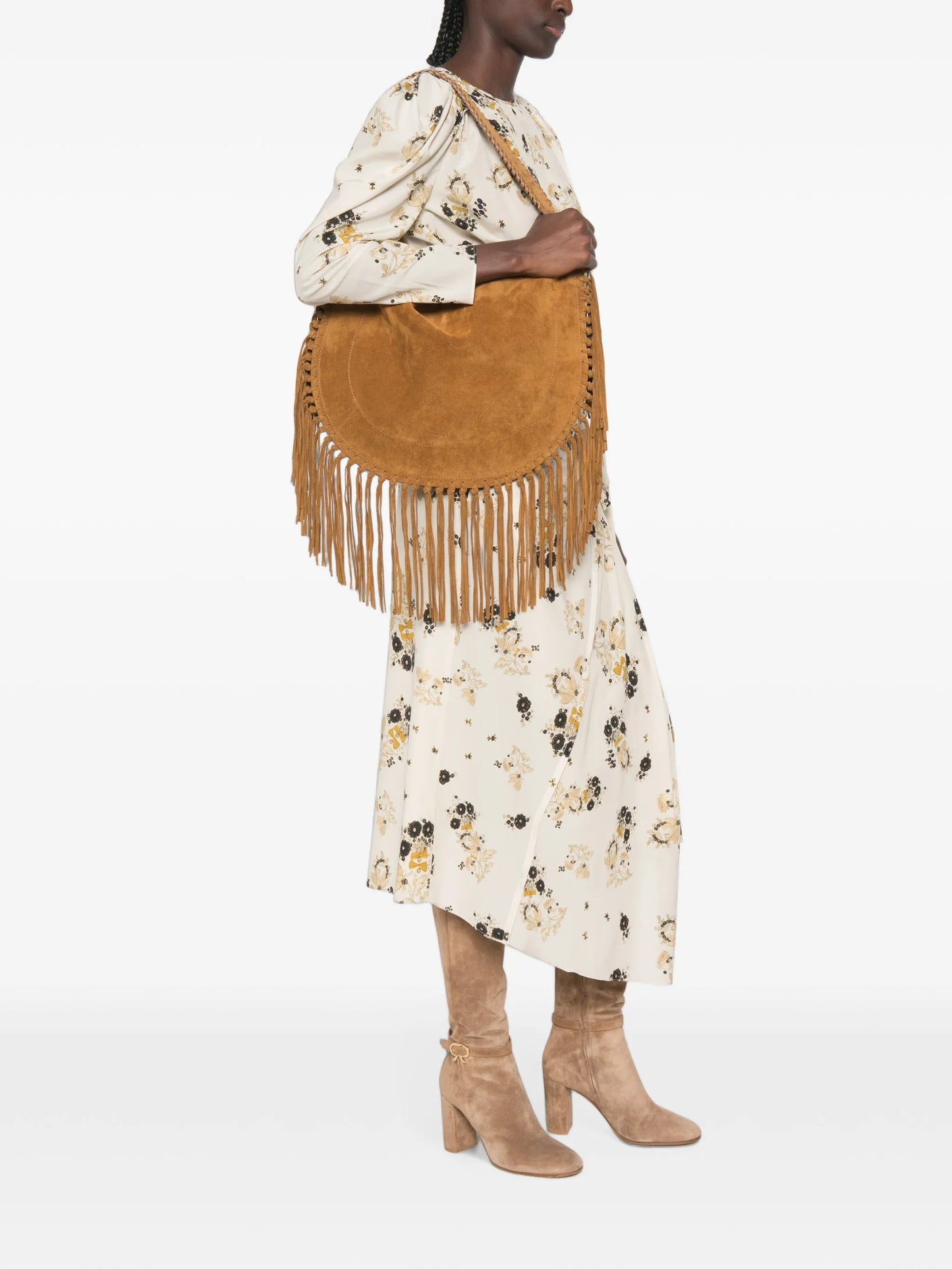 fringe-trim whipstitch shoulder bag
