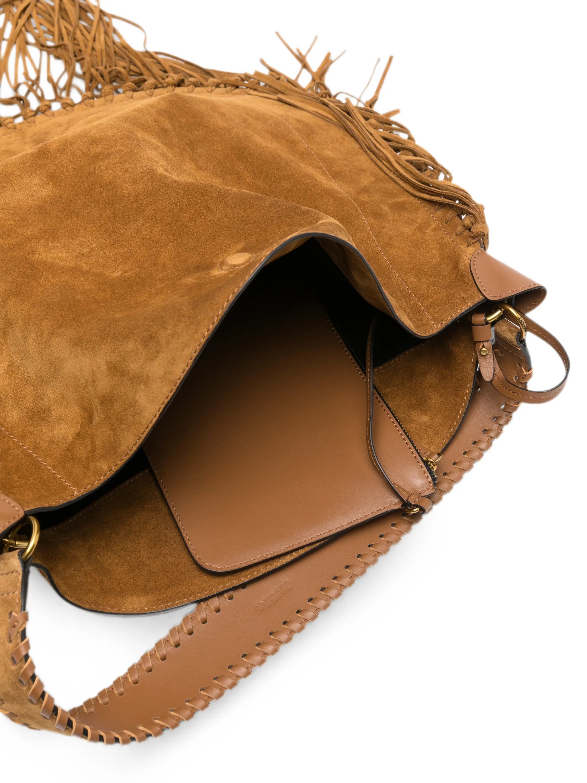 fringe-trim whipstitch shoulder bag