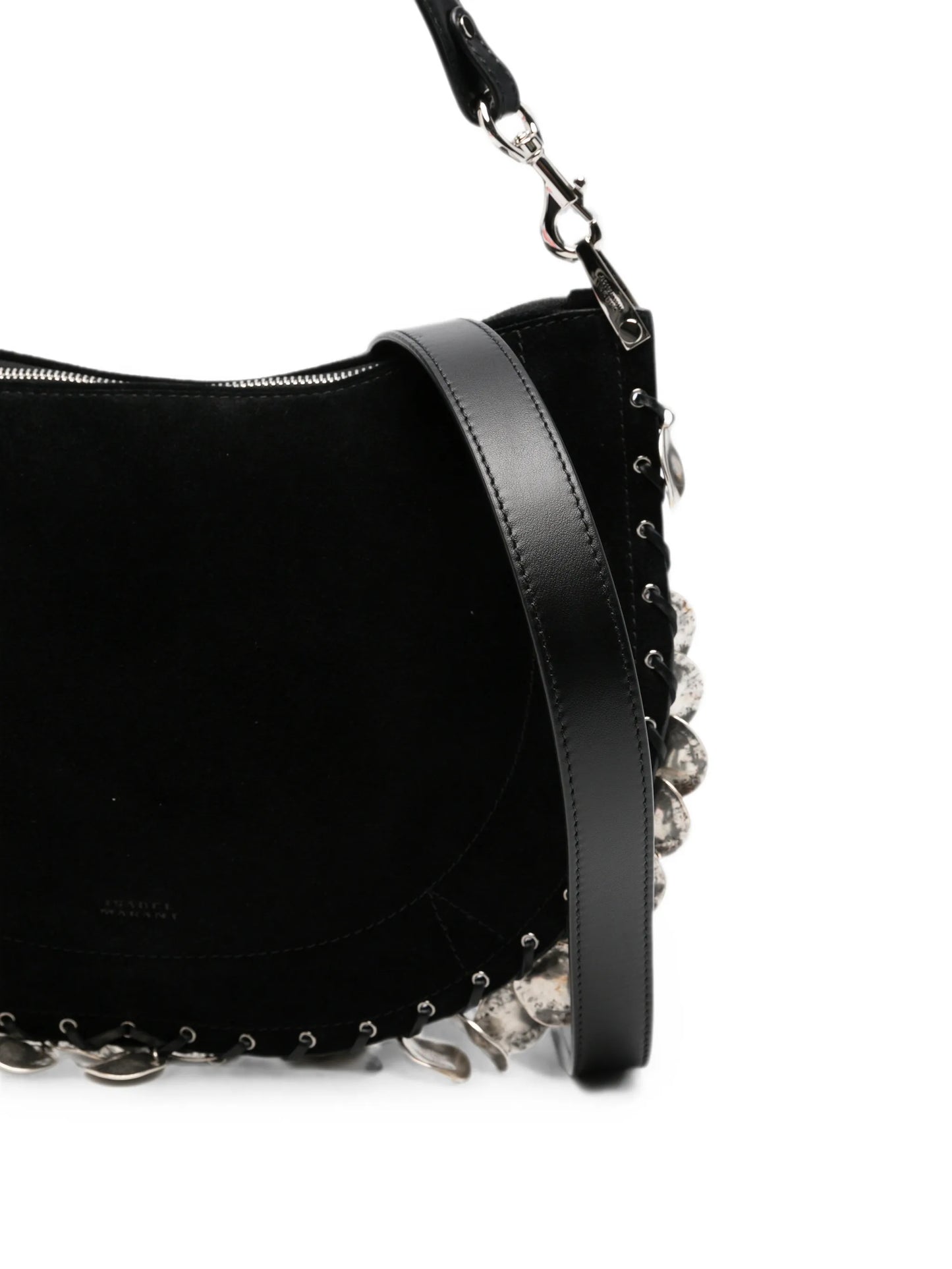 Oskan coin-embellished suede shoulder bag