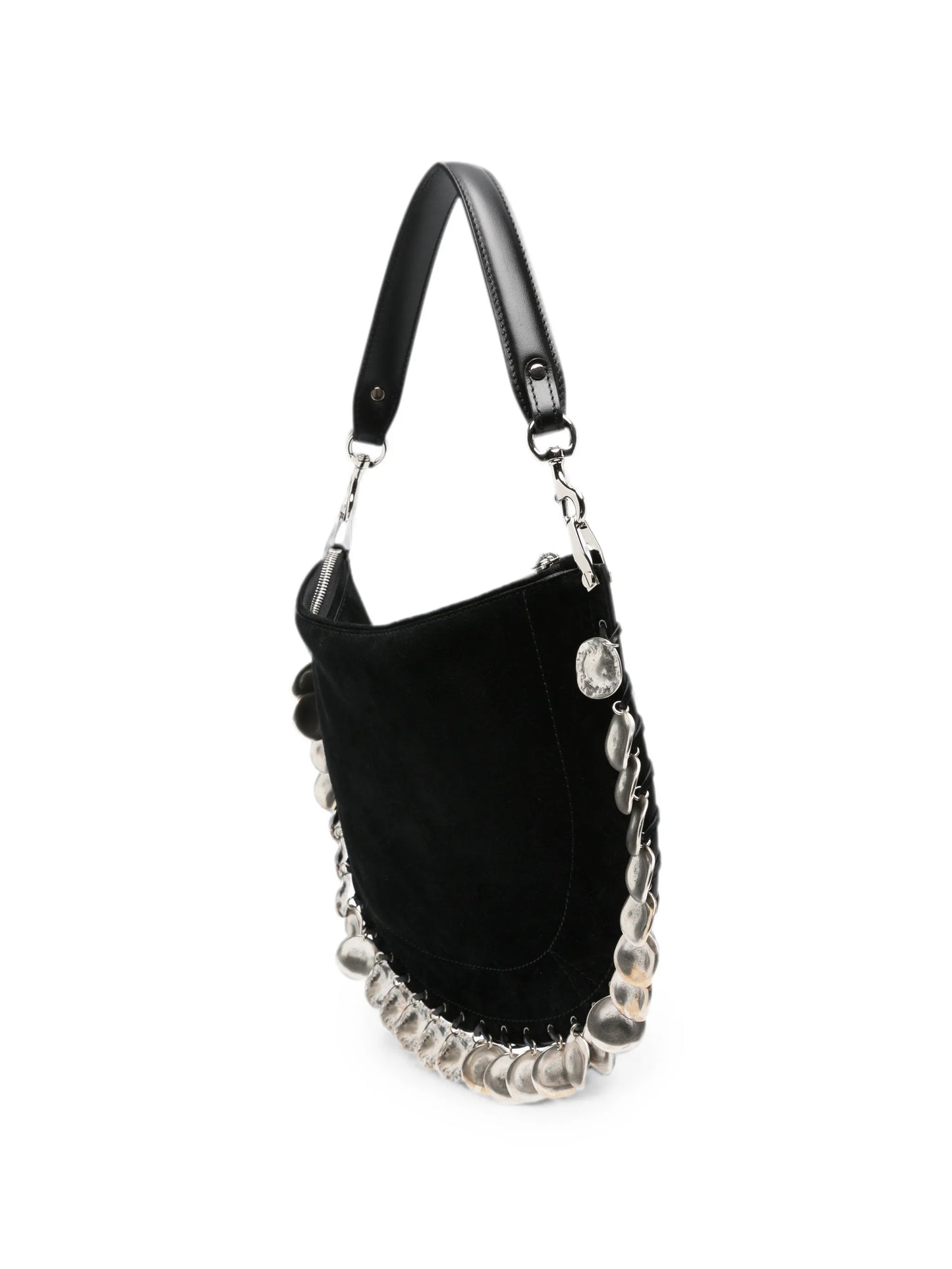 Oskan coin-embellished suede shoulder bag