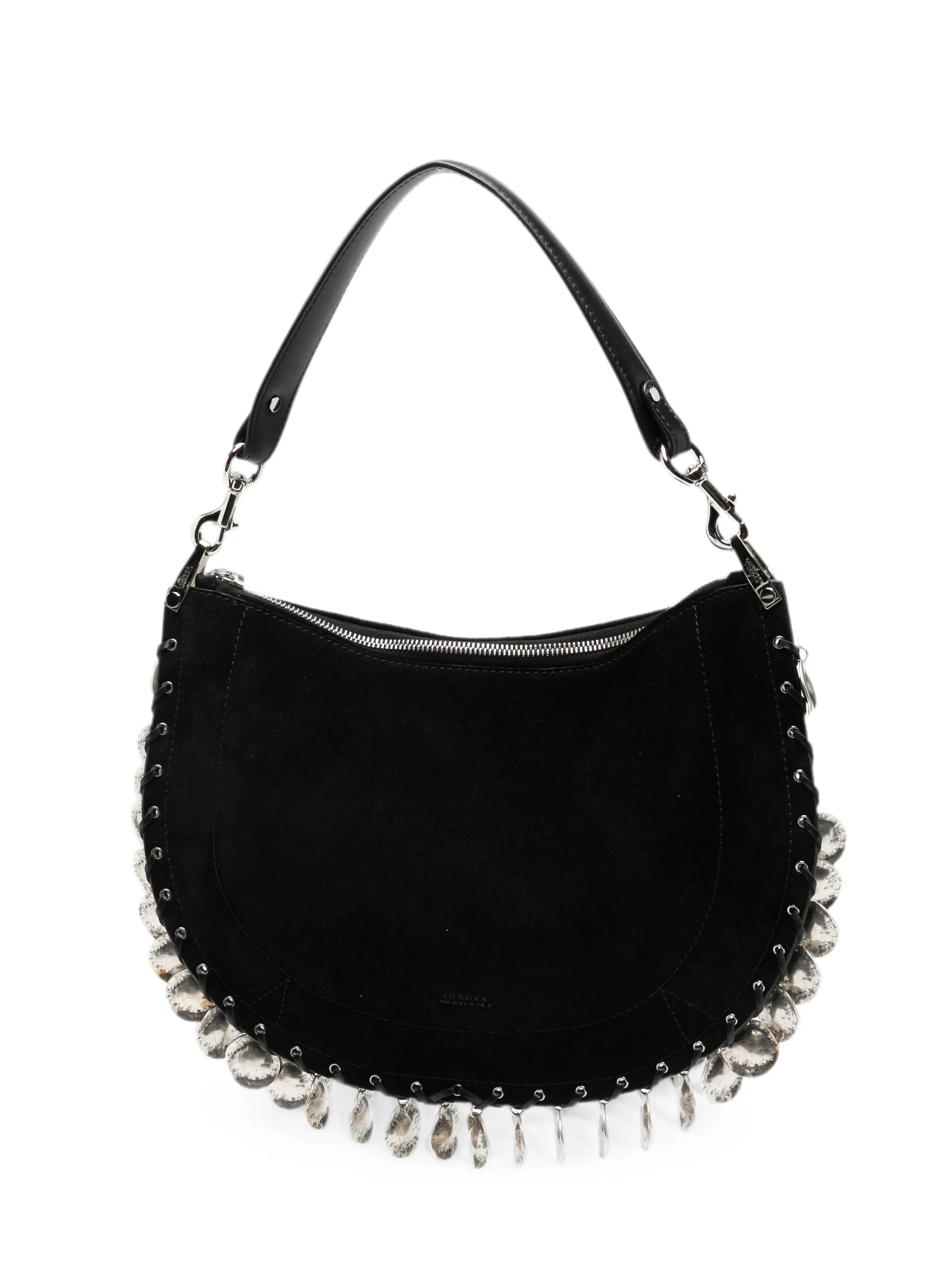 Oskan coin-embellished suede shoulder bag