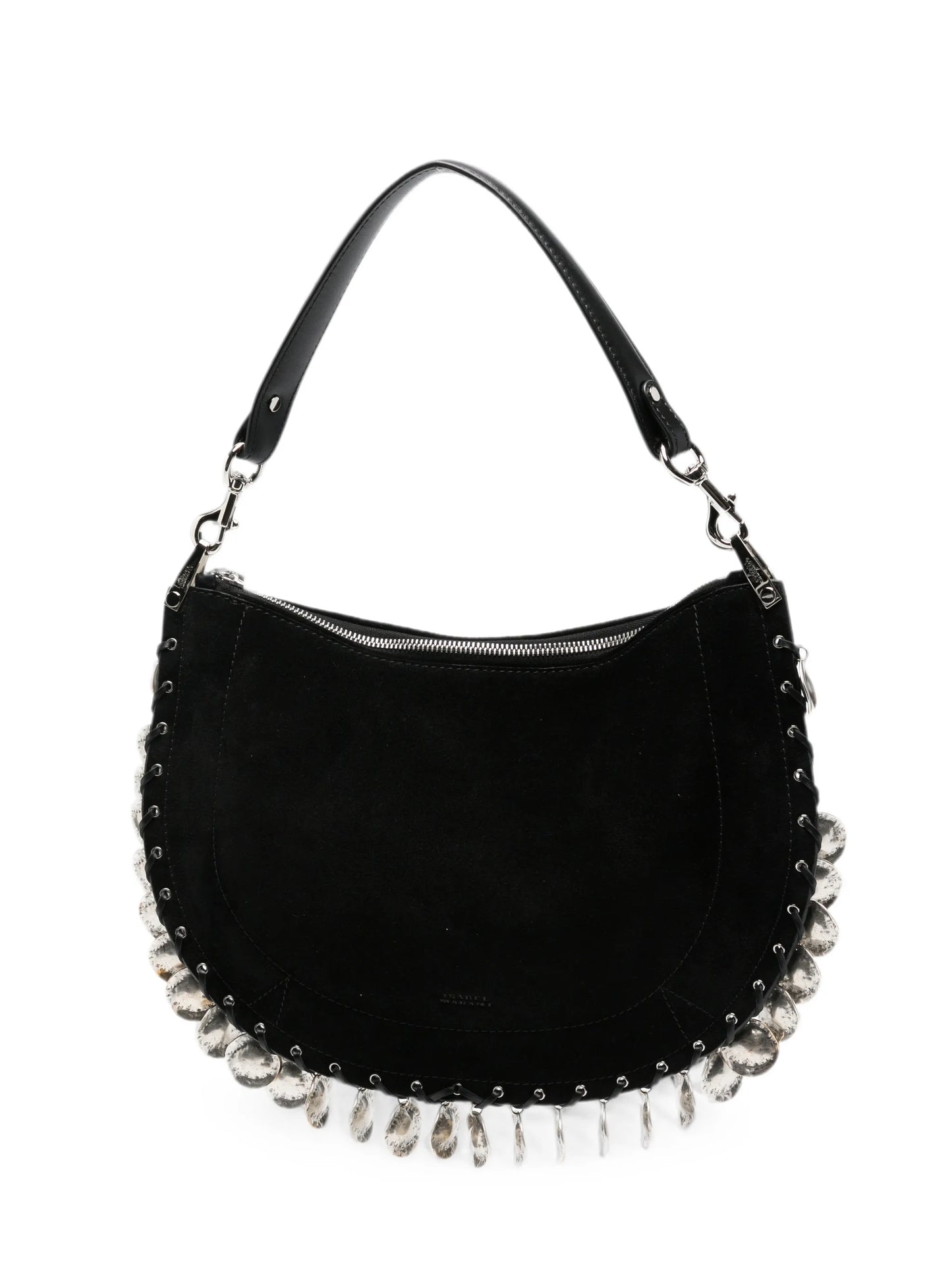 Oskan coin-embellished suede shoulder bag