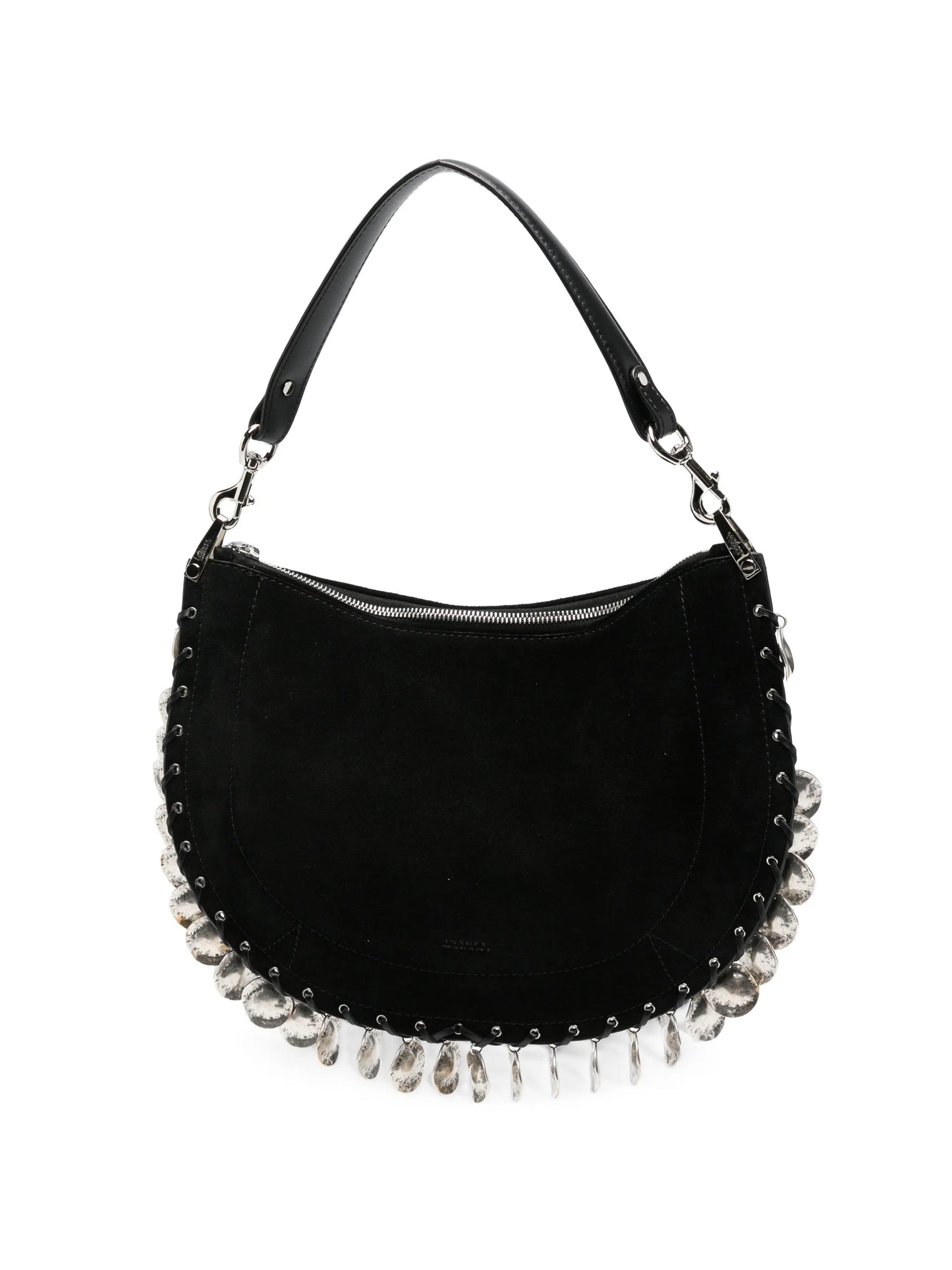 Oskan coin-embellished suede shoulder bag