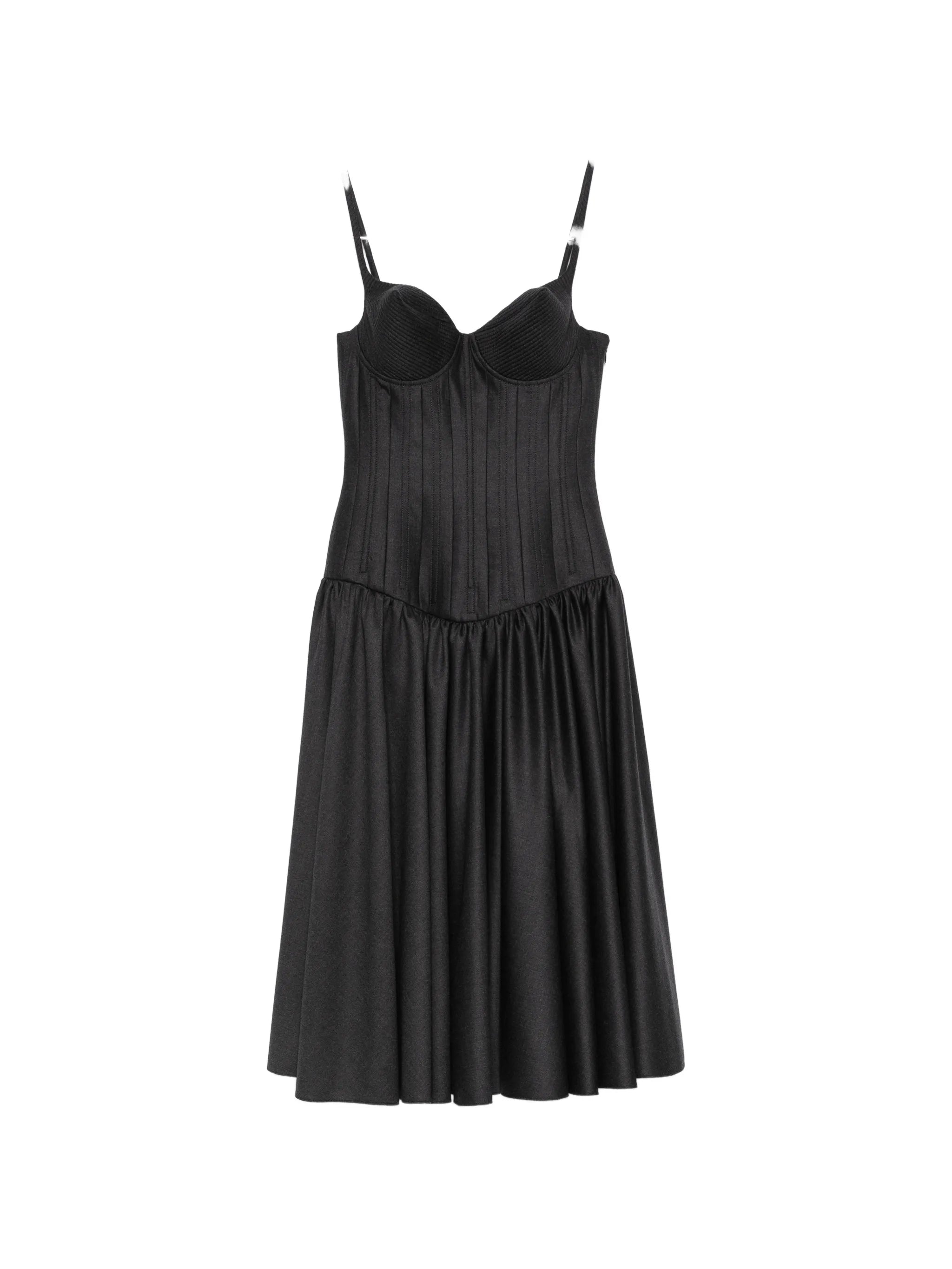 conic-cup sleeveless midi dress