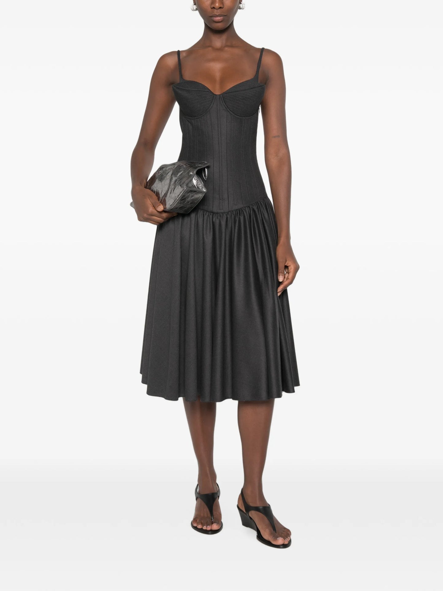 conic-cup sleeveless midi dress