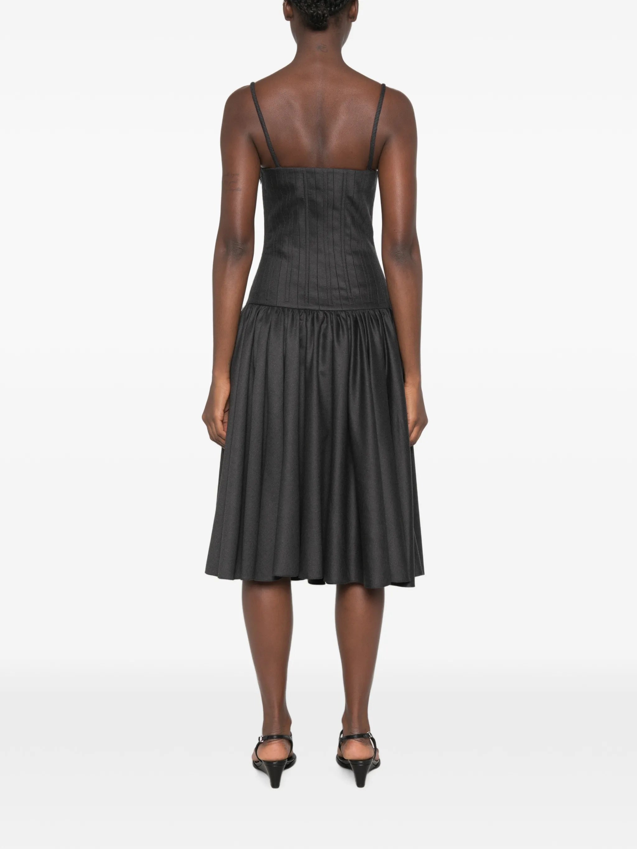 conic-cup sleeveless midi dress