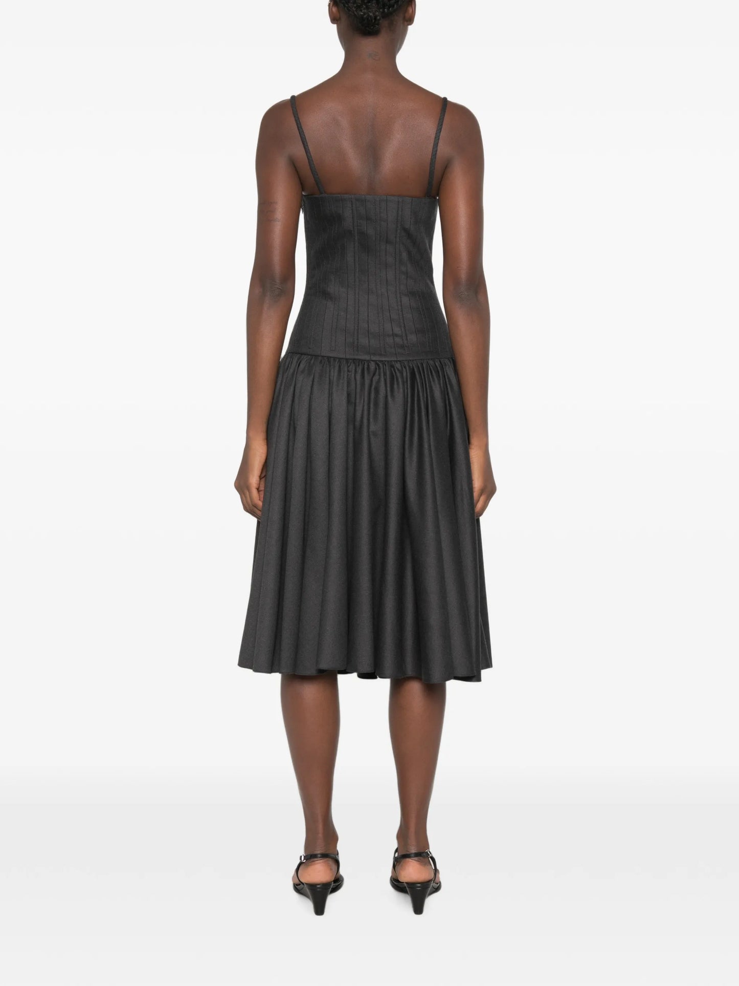 conic-cup sleeveless midi dress
