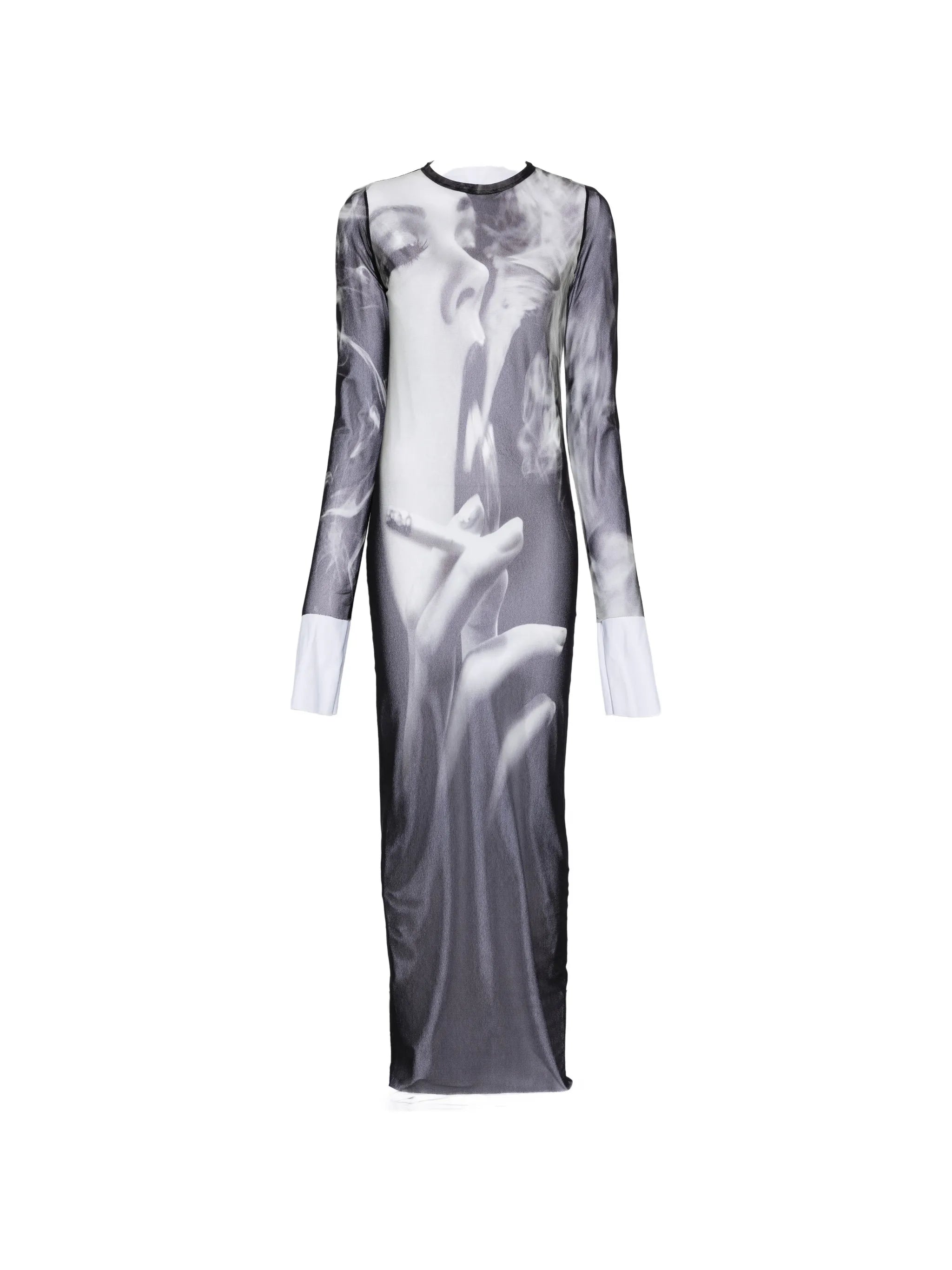crew neck long-sleeve maxi dress