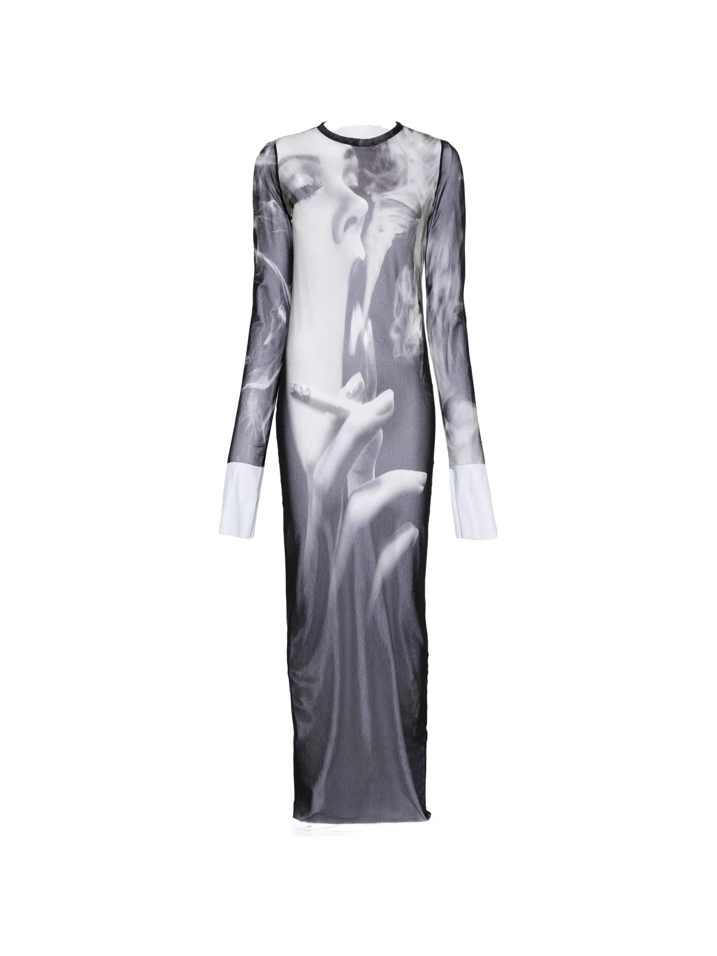 crew neck long-sleeve maxi dress