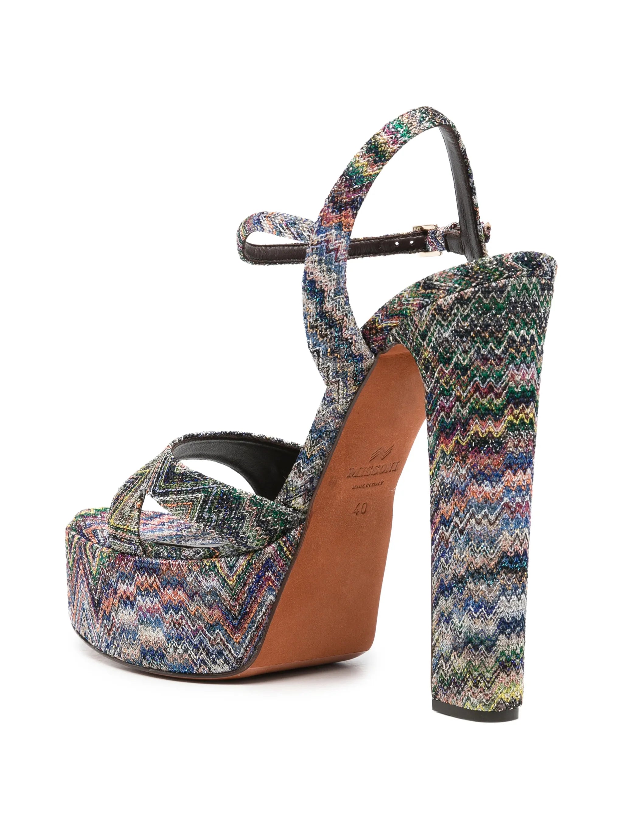 zigzag-knit heeled sandals