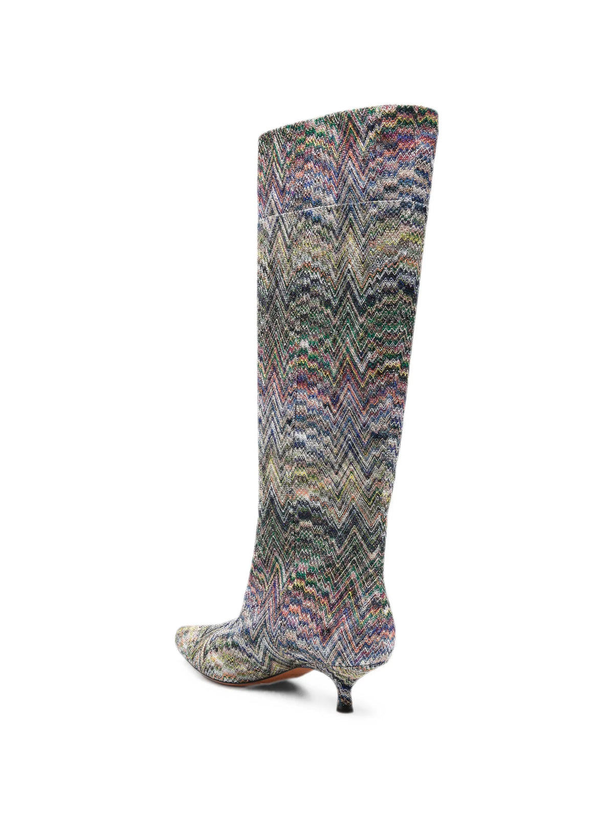zigzag-knit kitten-heel boots