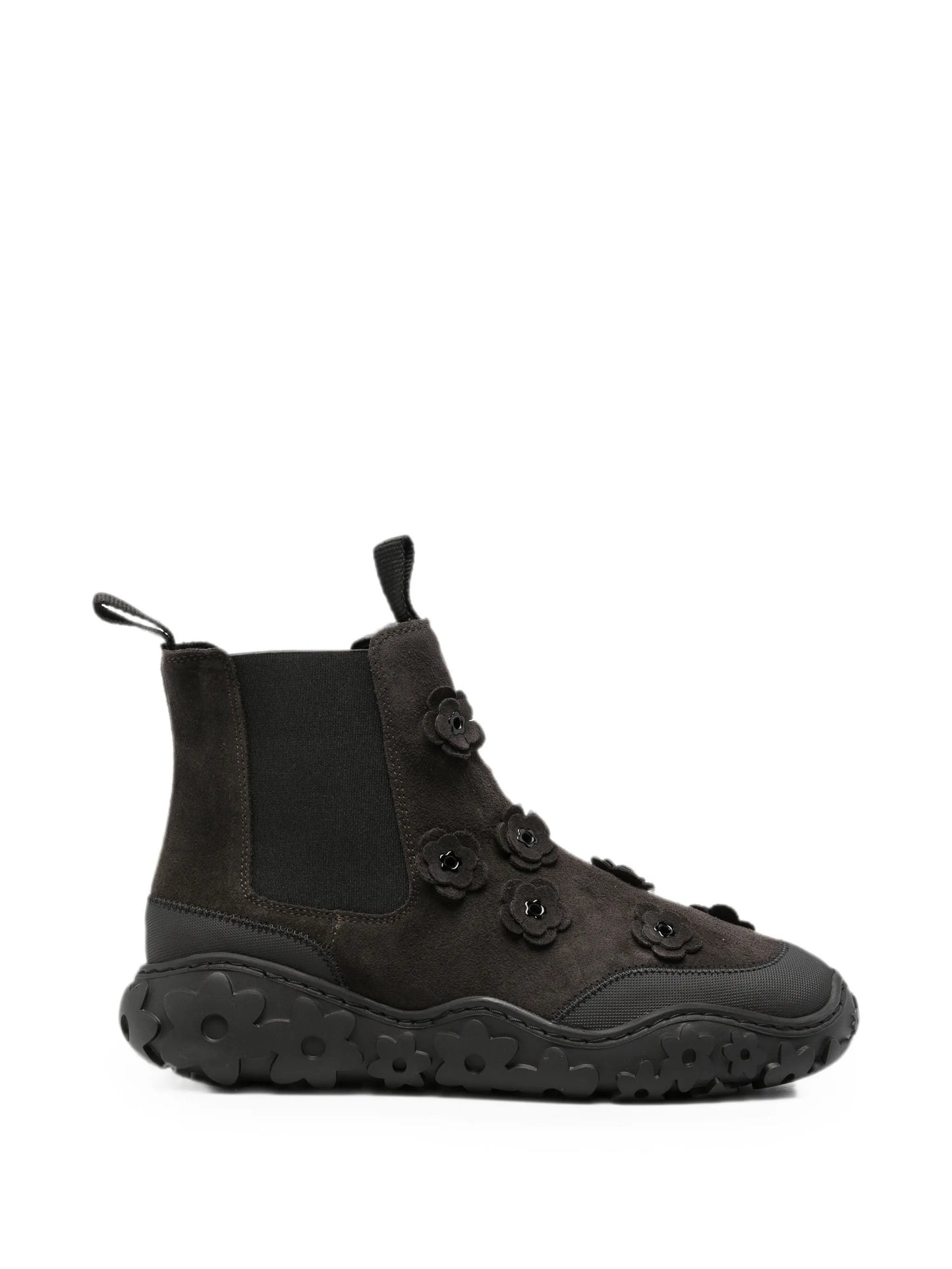 floral-appliqué suede ankle boots