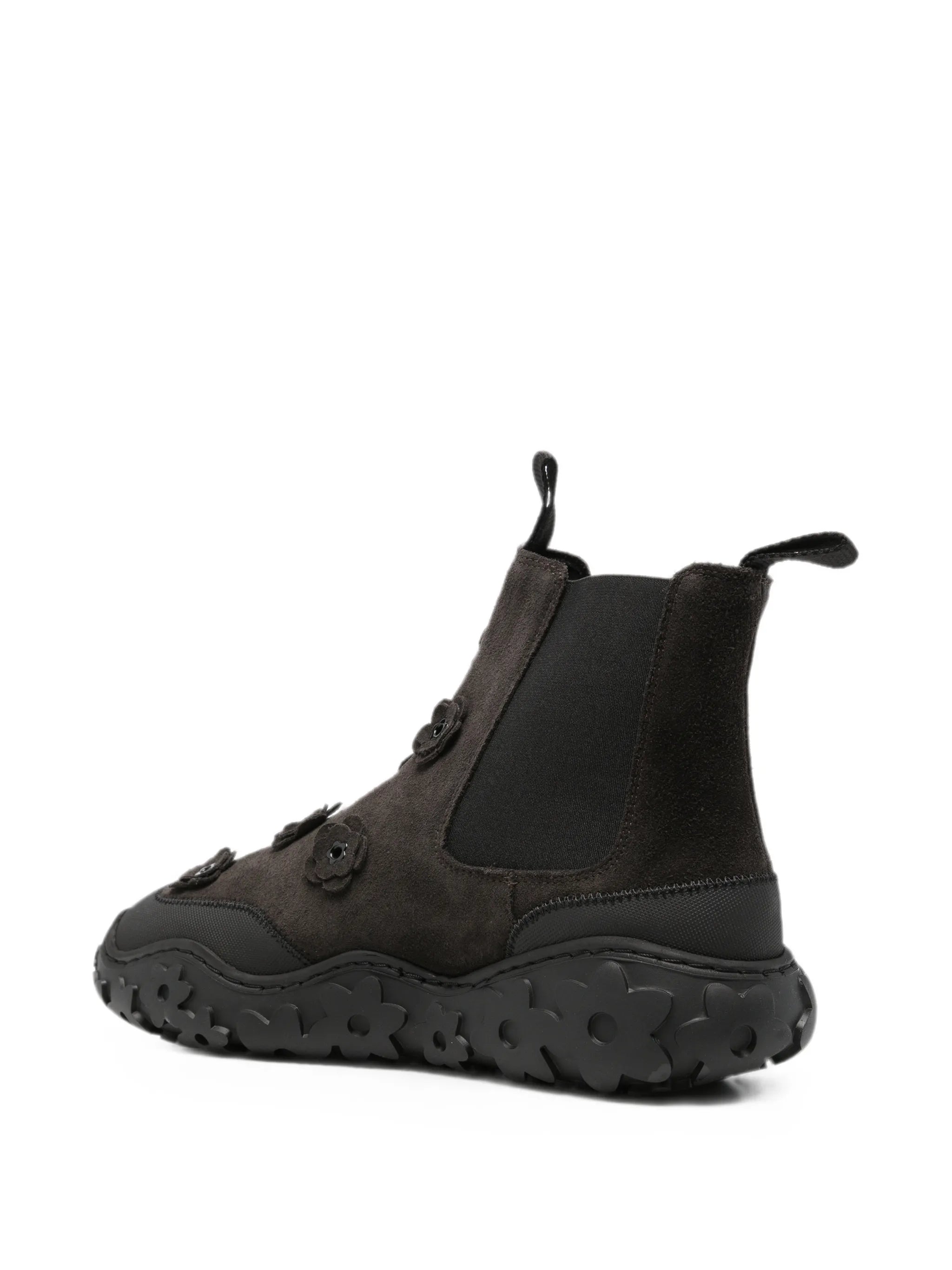 floral-appliqué suede ankle boots