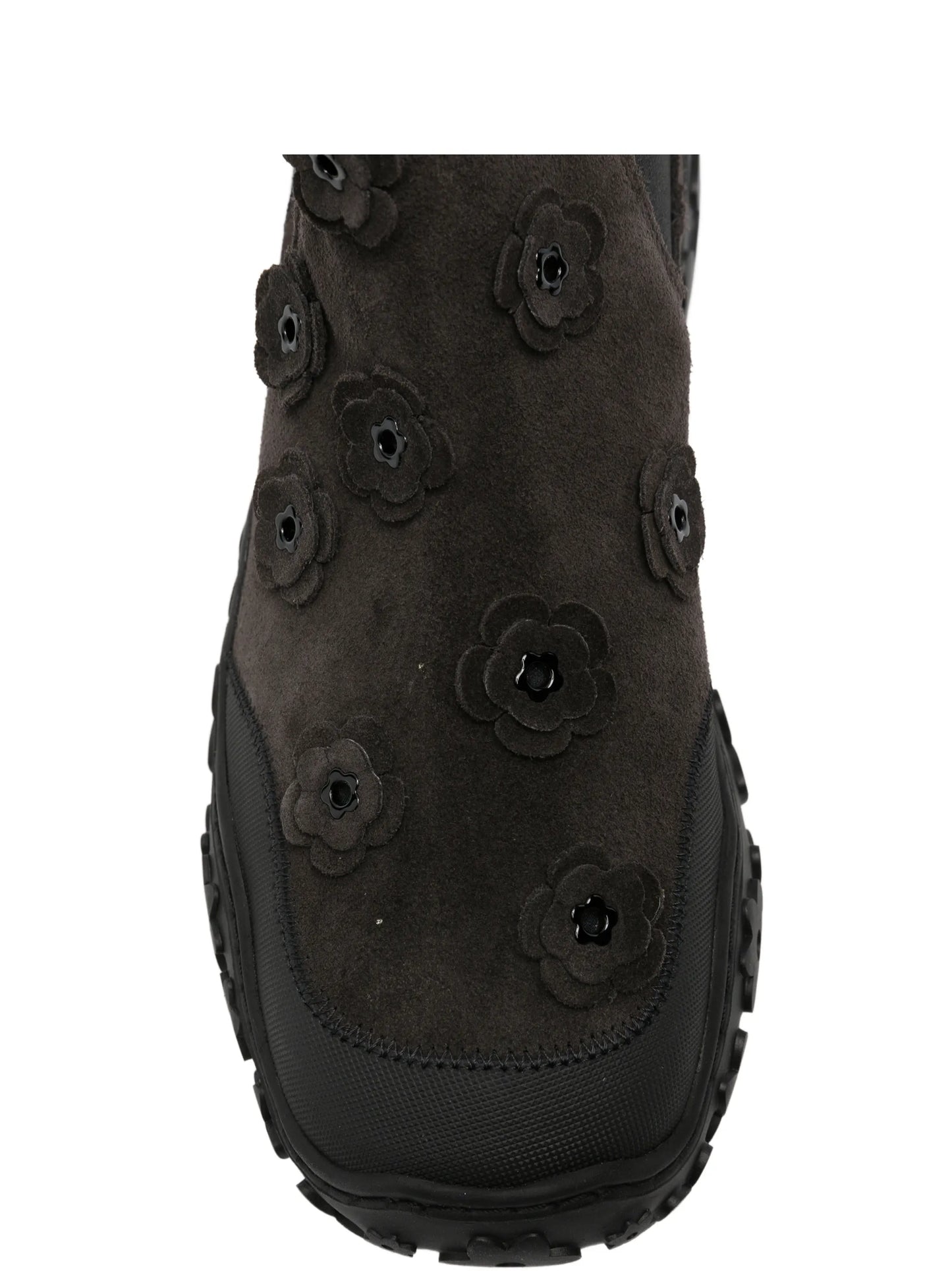 floral-appliqué suede ankle boots